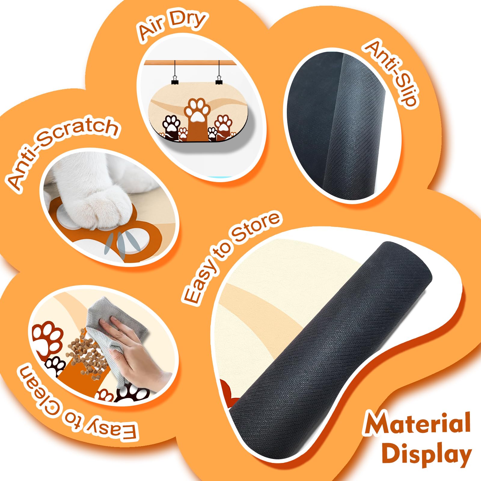 METEOROCK Absorbant Tapis Gamelle Chien, Antidérapants Tapis