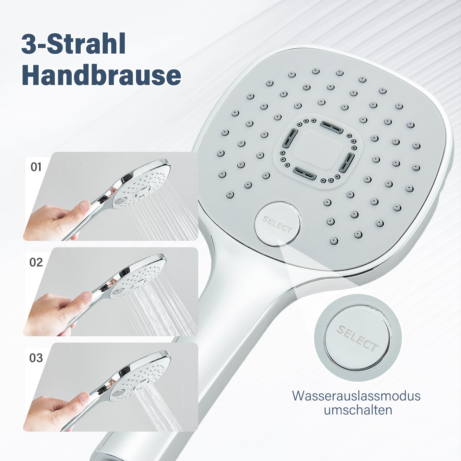 Duschset ohne Armatur,Duschsystem,Regendusche Überkopfbrauseset,Edelstahl Duschsystem Duschset Duschset Chrom