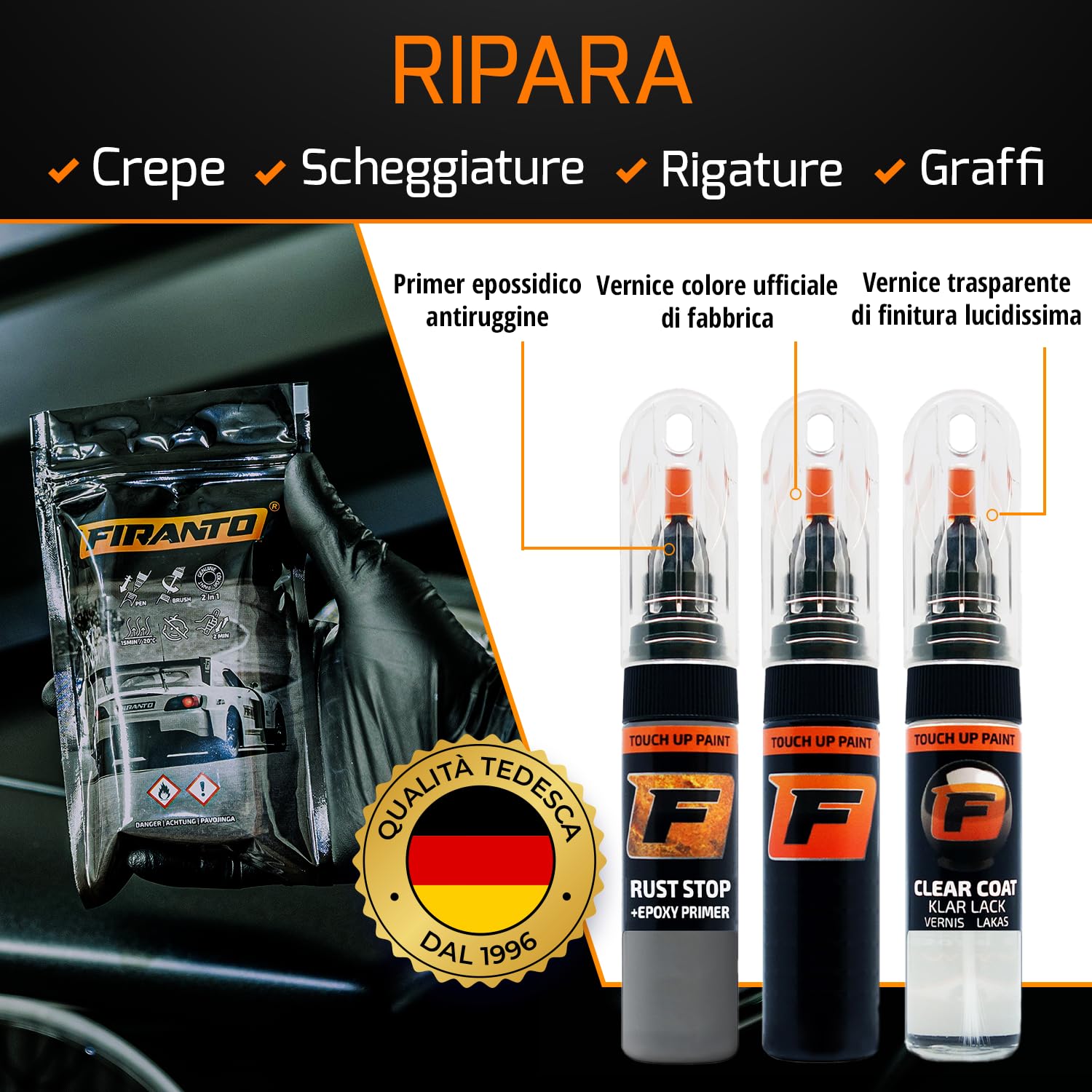 FIRANTO Lackstift Autolack Reparaturset für Seat LW5N Azul Alor - 3-in-1 Autolack Kratzer Reparaturstift 15ml Grundierung, Klarlack