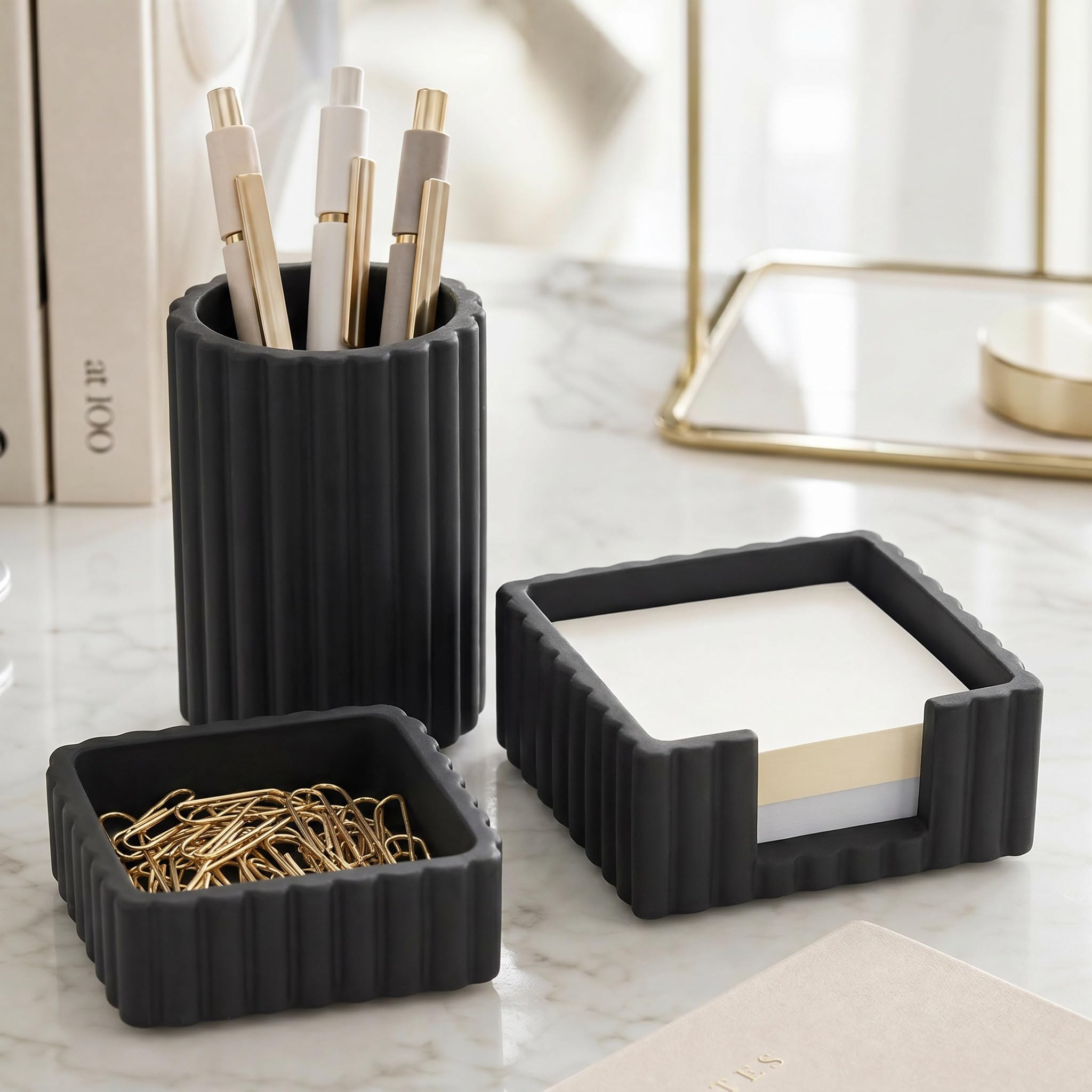 Concrete Desk Organizer Set - Stylish Office Supplies -1