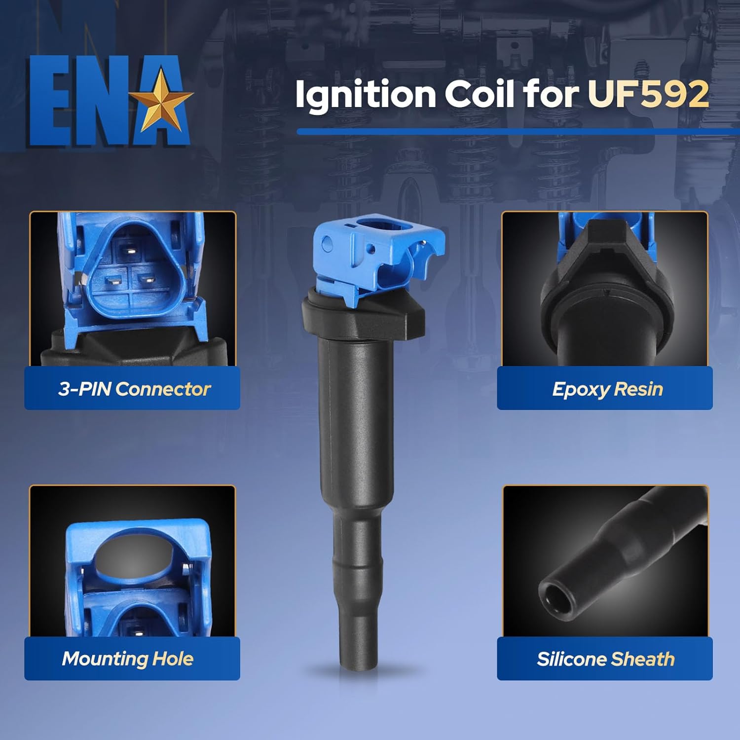 ENA Set of 6 Ignition Coil Pack with 6 Spark Plug Compatible with BMW 135i 335i 435i xDrive 535i GT 640i 740i 740Li M235i X1 X3 X5 X6 2010-2019 3.0L & More for 12120037580 0221504470 ZR5TPP33 UF592