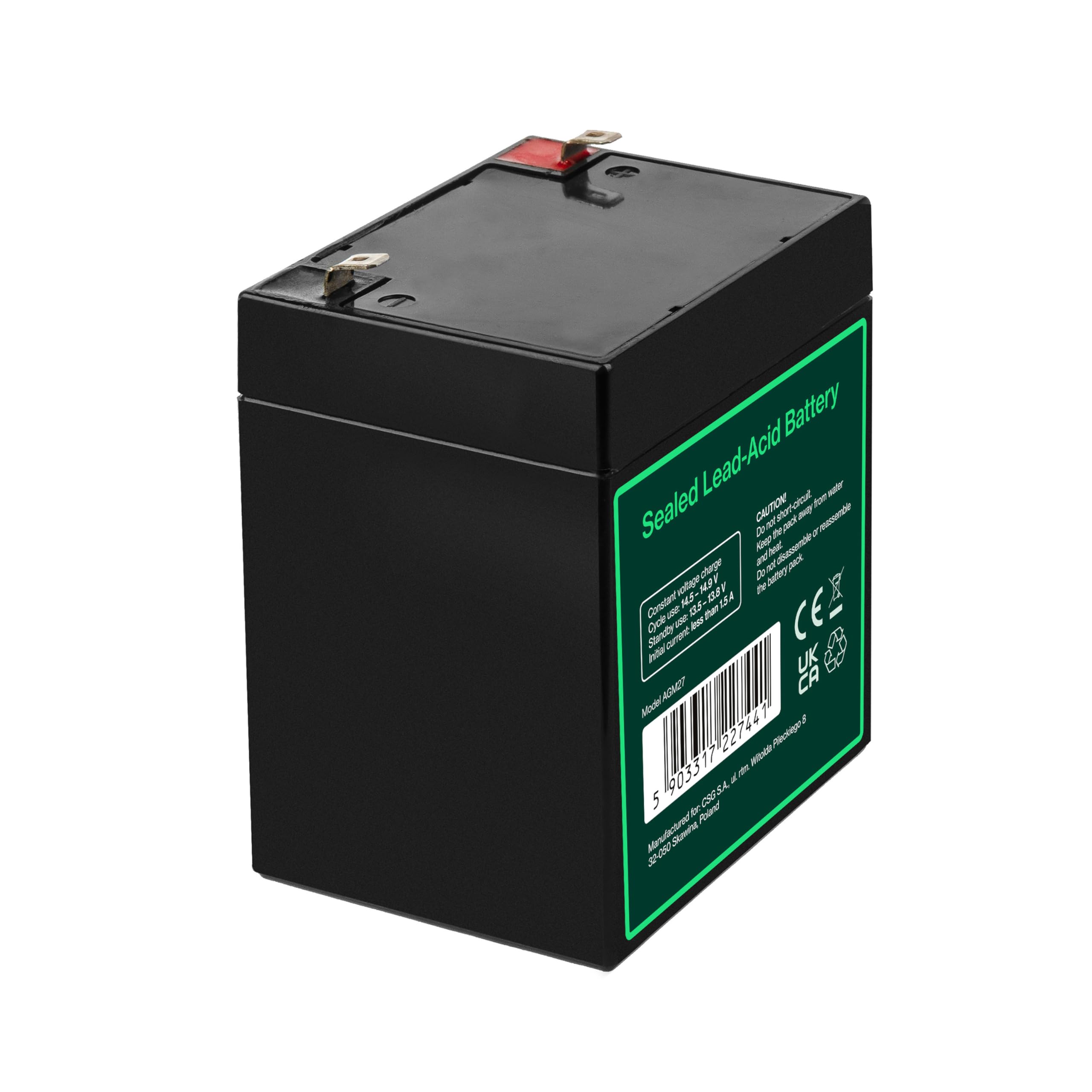 Green Cell Batteria AGM 12V 5Ah ricaricabile sigillata VRLA | Per UPS, allarmi, giocattoli elettrici, impianti solari, scooter, backup e uso ciclico senza manutenzione
