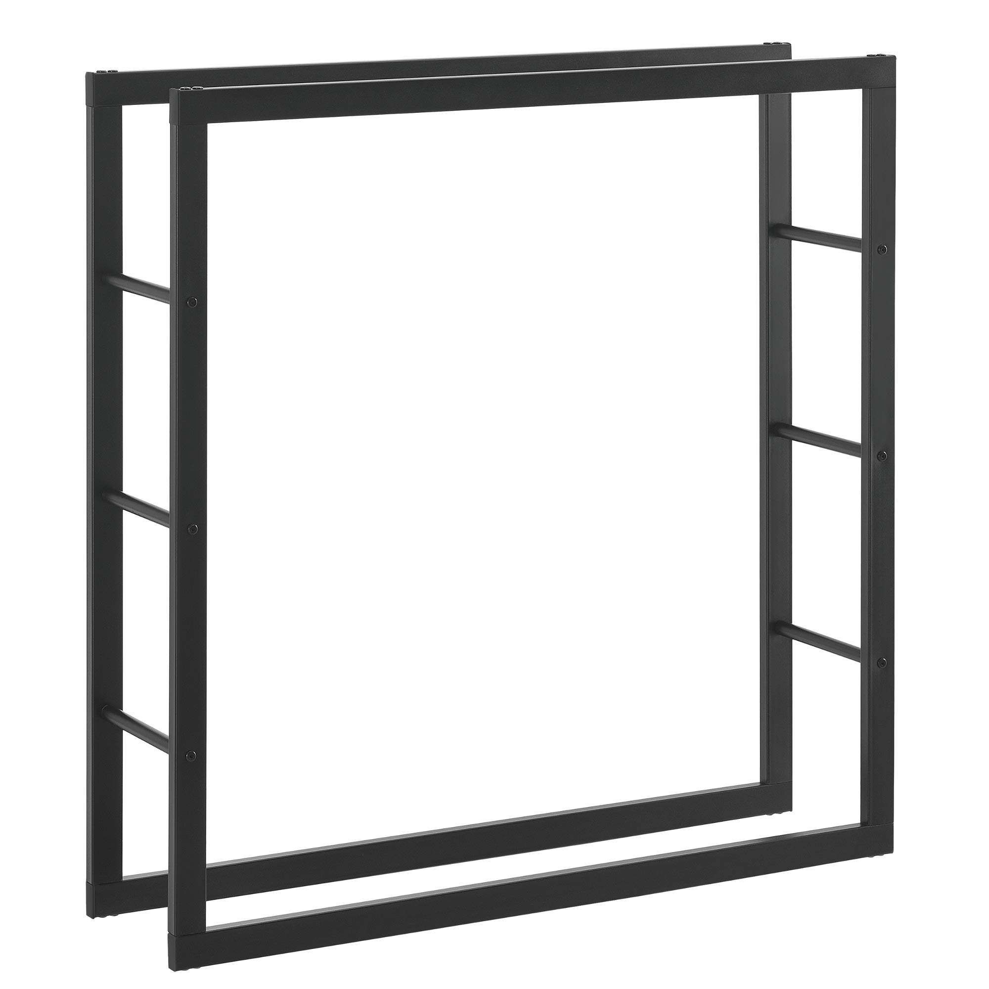 [en.casa] Range-Bûches pour Usage Intérieur Extérieur Porte-Bûches Design Support Rangement Bois de Chauffage Acier Laqué 100 x 25 x 100 cm Noir