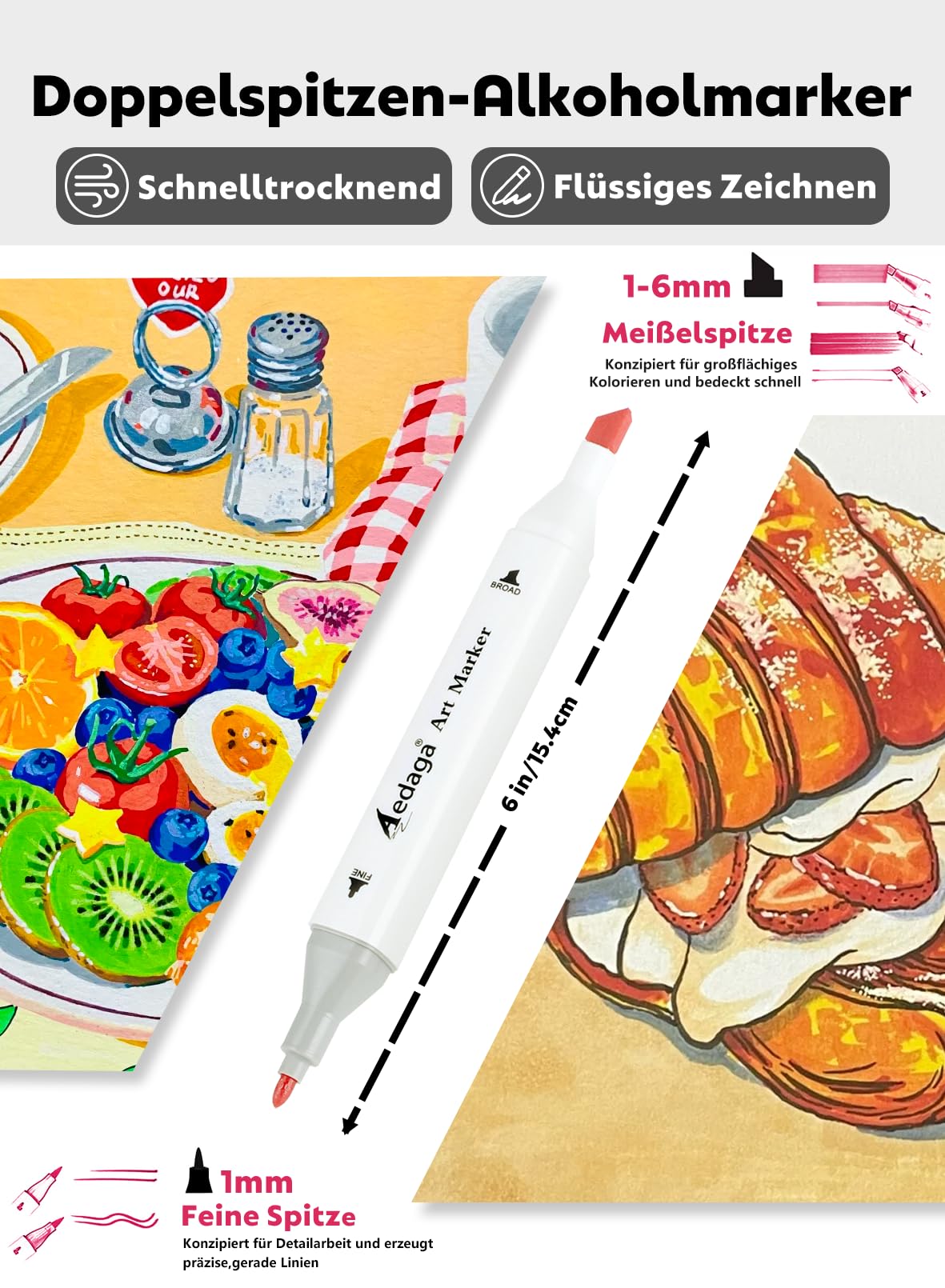 280 Farben Alkohol Marker mit App, Doppelspitze Alkohol Stifte | Ständer-Etui | Mischbar | Farbcode | Ungiftig | Alcohol Marker für Malen, Skizzieren, Zeichnen, Illustrationen, Manga