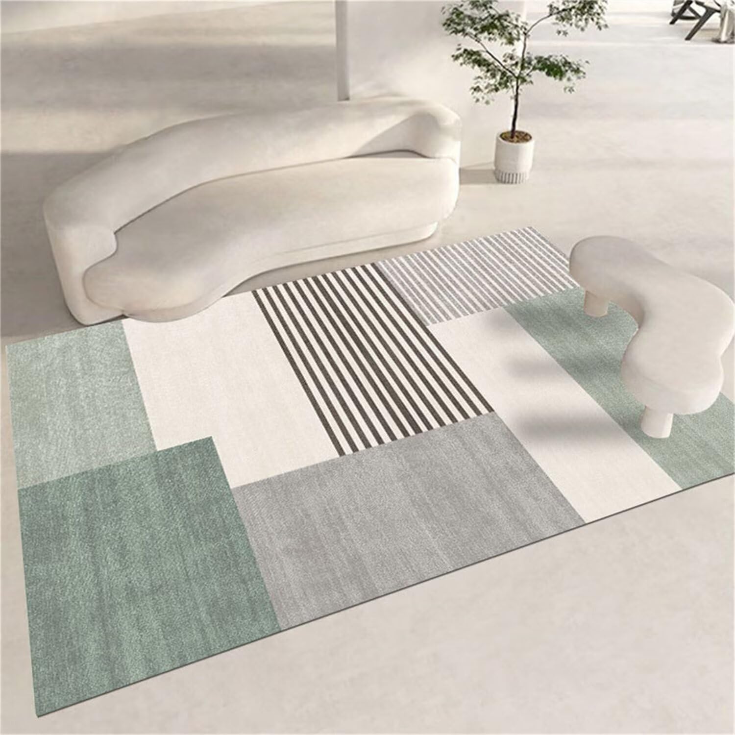 Tapis de salon gris vert moderne pour sublimer votre bureau