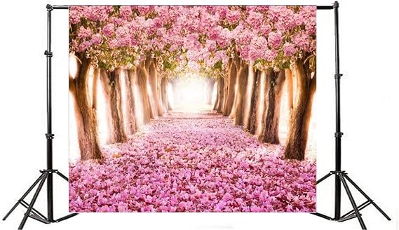AOFOTO 10x8ft Spring Cherry Blossom Backdrop Sweet Pink Flowers Tree Floral Petal Boulevard Photography Background Wedding Photo Studio Props Girl Bride Woman Lady Mother Artistic Portrait Wallpaper