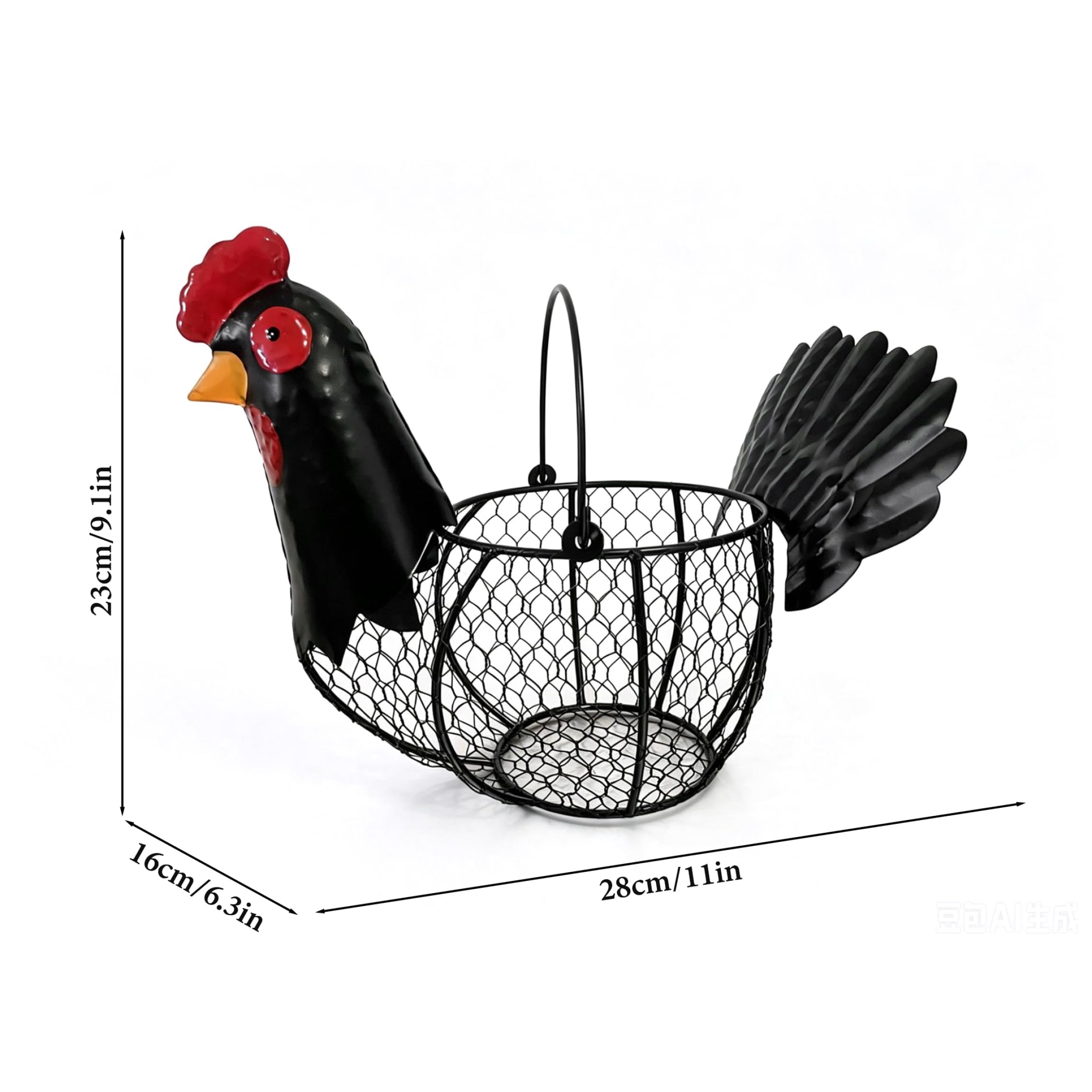 Cestino per uova per raccogliere uova fresche Cestino per di gallina in filo vintage nero