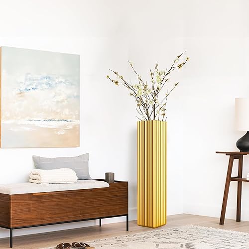 Miniatura 4 de Jarrón de piso alto, jarrón dorado de 28 pulgadas para decoración de sala de estar