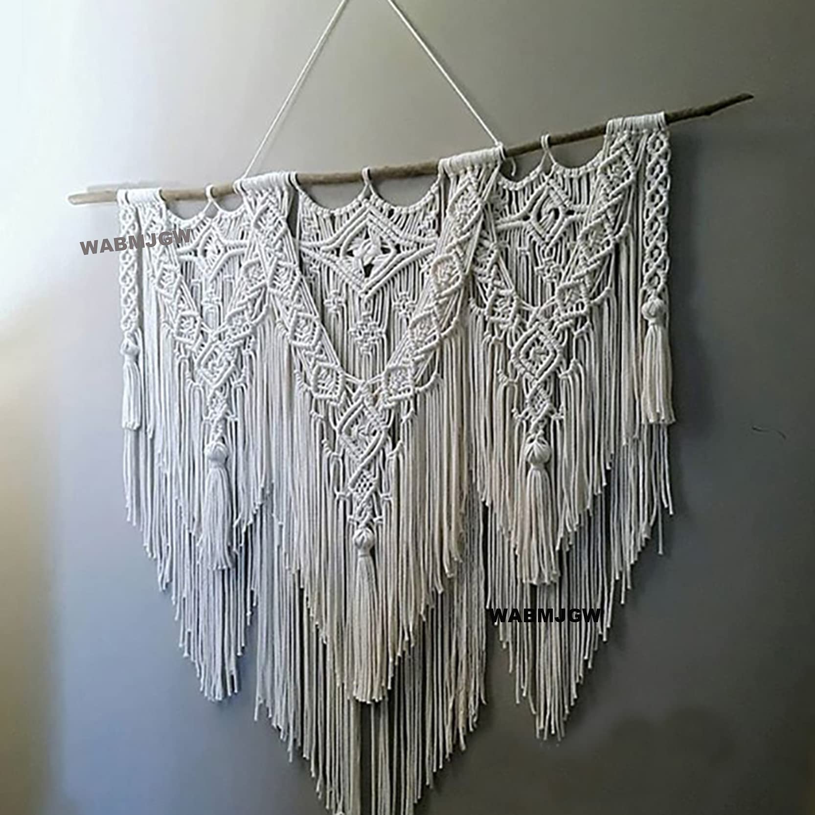 Grote Macrame Muur Opknoping 120 * 100cm Boho Geweven Tapestry Wanddecoratie Beige Katoen Kwast Macrame Gordijn Chique Boheemse Kunst Aan De Muur Voor Thuis Livin