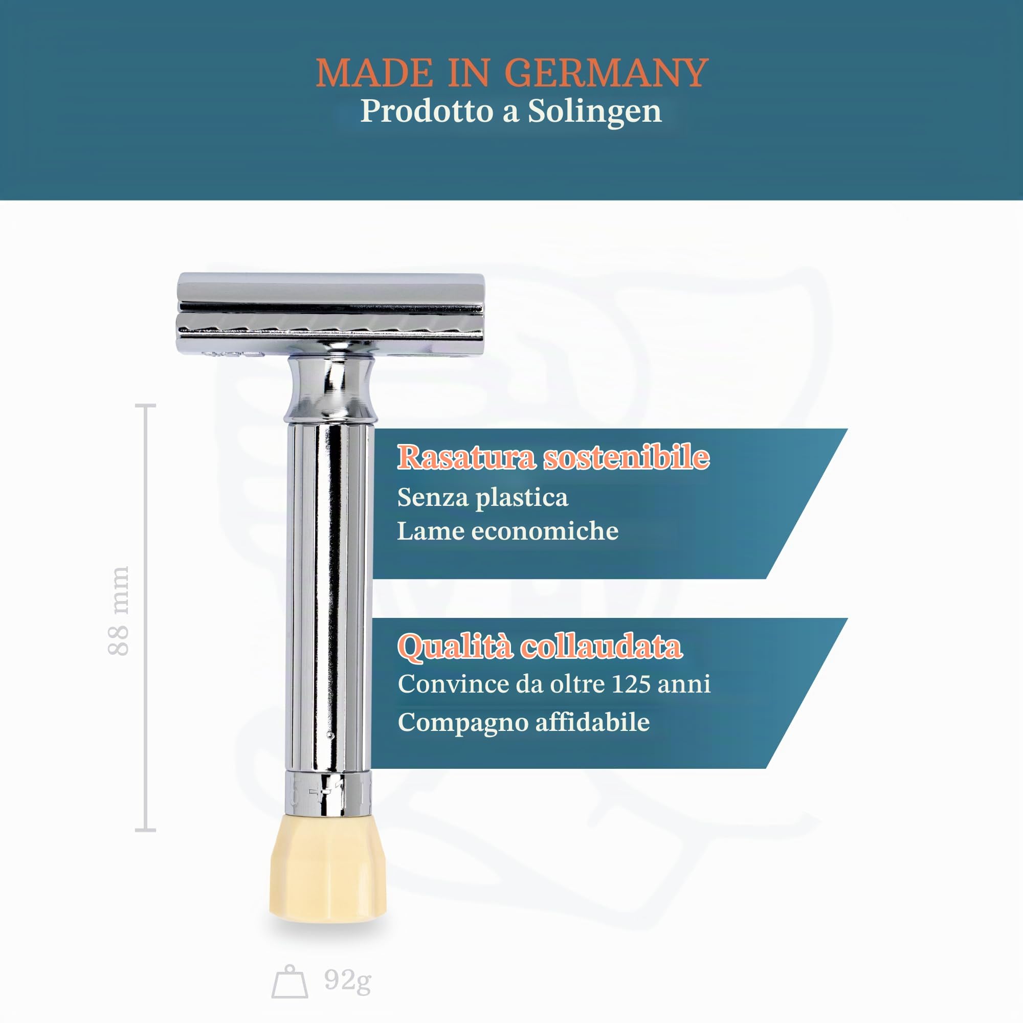 Merkur Razor, Straight Comb, Adjustable, articolo pensato per l’uso quotidiano, si integra senza difficoltà nelle abitudini quotidiane perfetto per chi desidera una routine di cura semplice e costante