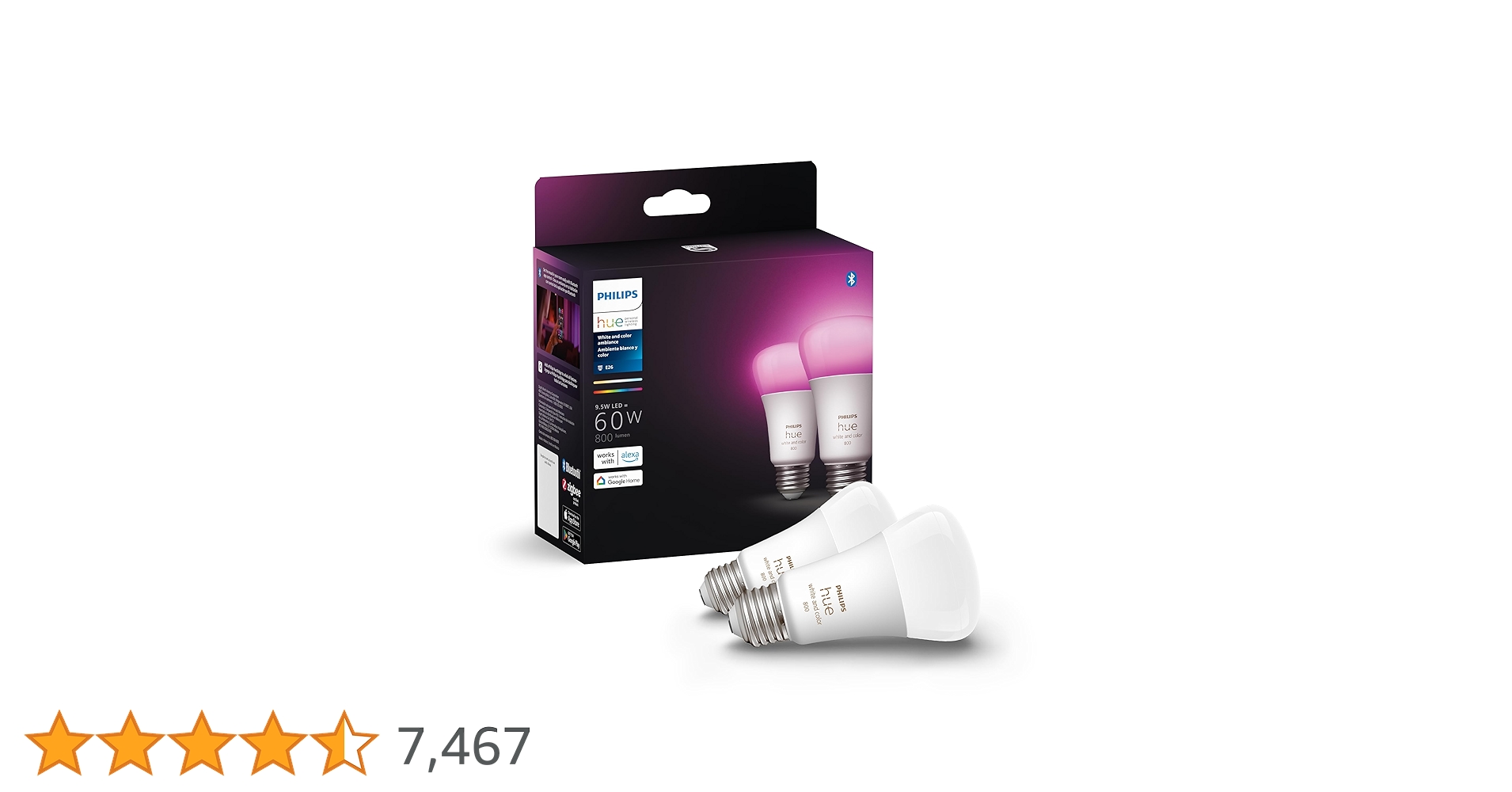 Philips Hue White and Color Ambiance 2-Pack A19 LED Smart