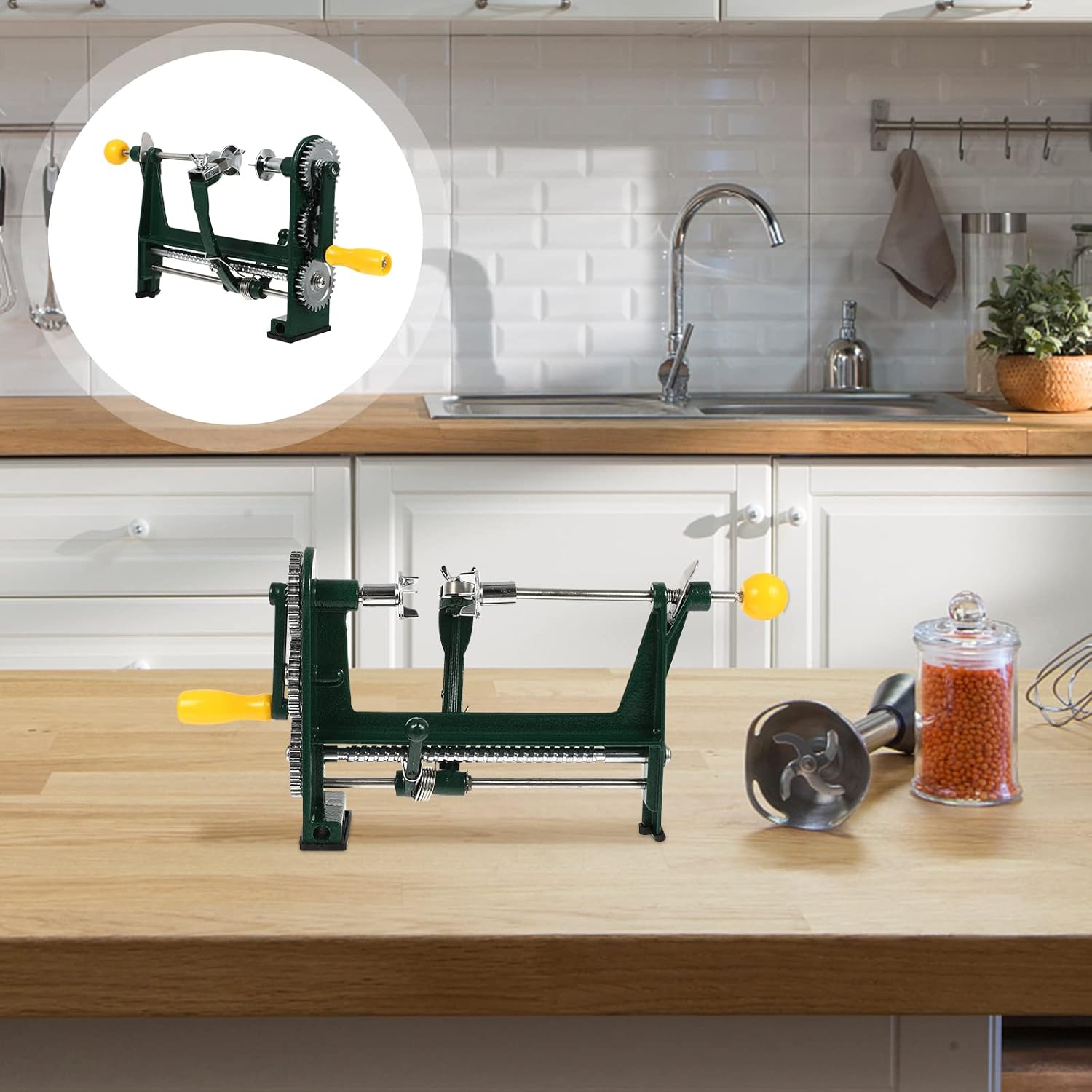 Peeling Machine Orange Peeler, Pineapple Corer Hand-Cranked Mango Kiwi Peeling Machine Household Stainless Steel Gadgets Potato Slicer Orange Alloy Fruit for Home Comes with English Instruction Manual