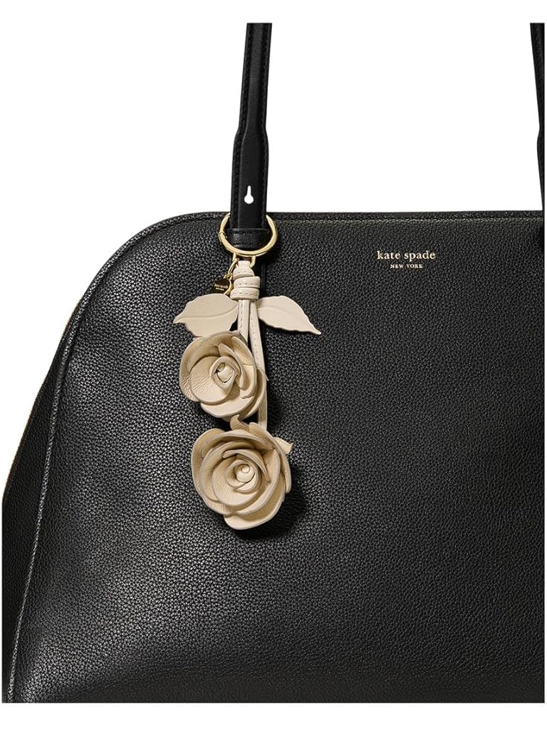 White Kate Spade New York Charmed Crinkle Patent Leather Stacked Rose Bag Charm