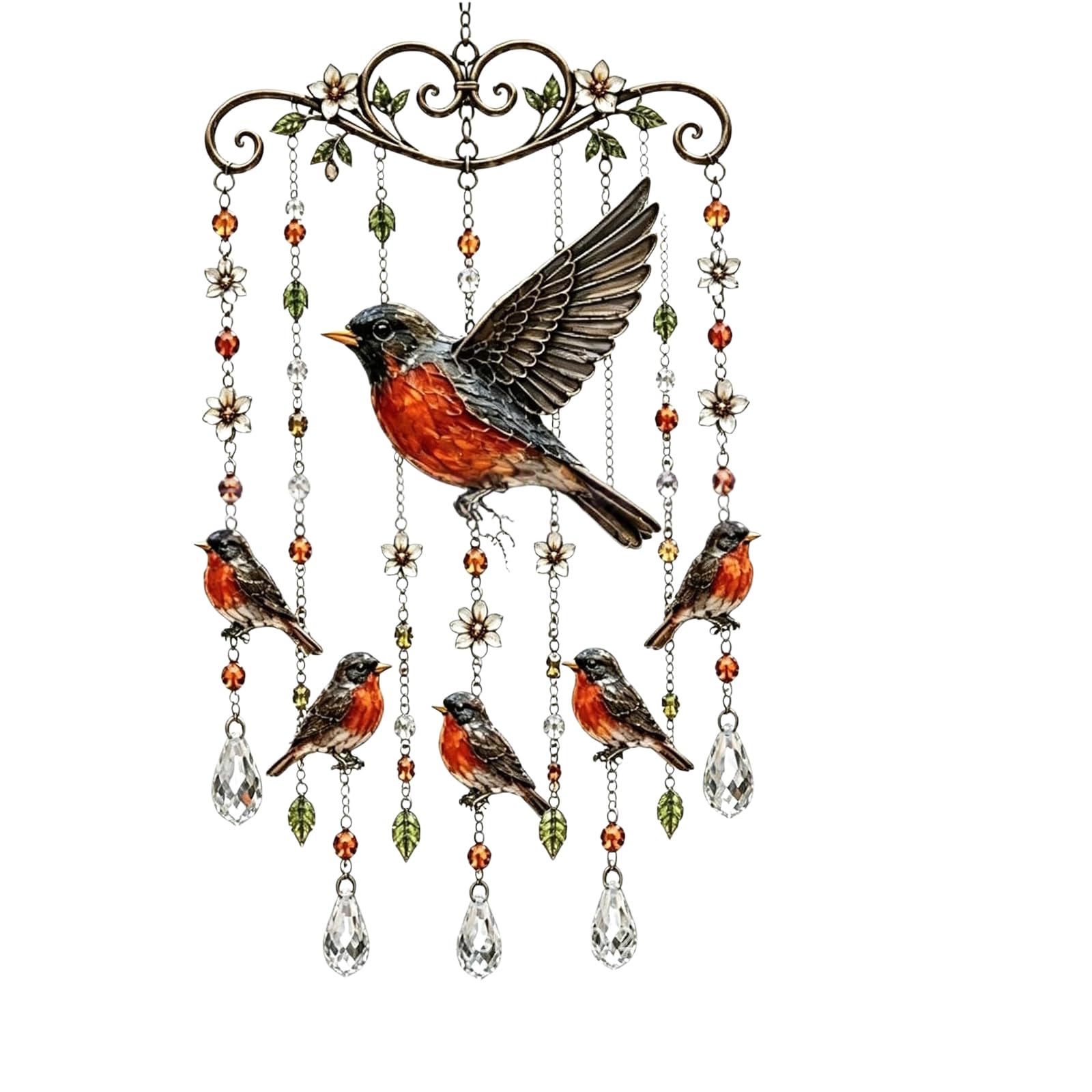 Atrapasueños de pájaros con campanillas de viento para decoración exterior