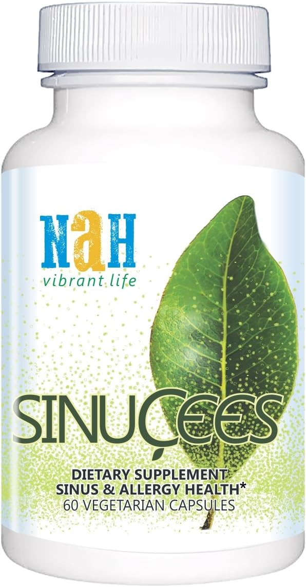 SINUCEES Sinus Support. Breathe Easy, Sinus Congestion Relief. Natural Non Drowsy Antihistamine for Seasonal Allergies, Mucus Relief. Butterbur Stinging Nettle Quercetin Bromelain Curcumin Boswellia
