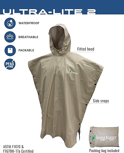 Miniatura 35 de FROGG TOGGS Ultra-lite2 - Poncho de lluvia impermeable, transpirable, tamaños para adultos y jóvenes