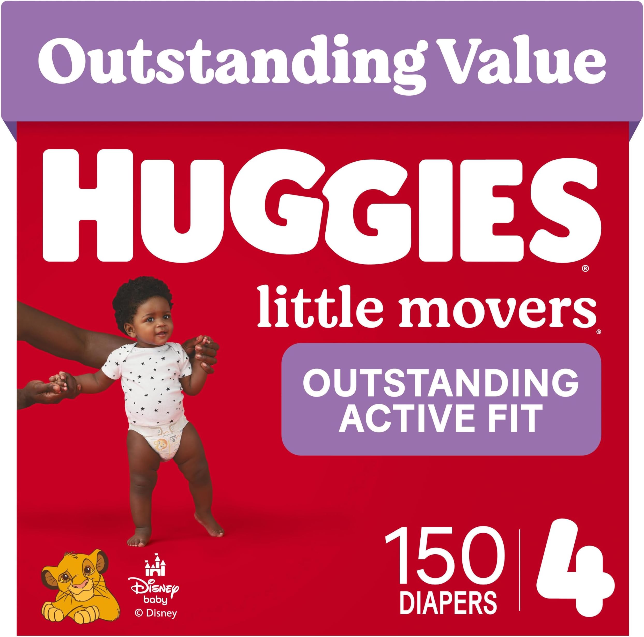 Little Movers Size 4 Nappies Size 4 (10-16.8 kg) Pack of 150, Packaging May Vary