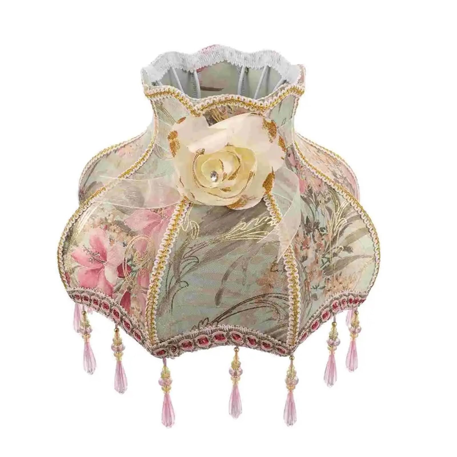 Luysgbxr Color 1 Tassel Lampshade Beads Fringe Fabric Lamp Shade Vintage Desk Cover Bedside Lamps Lighting Accessories Shades