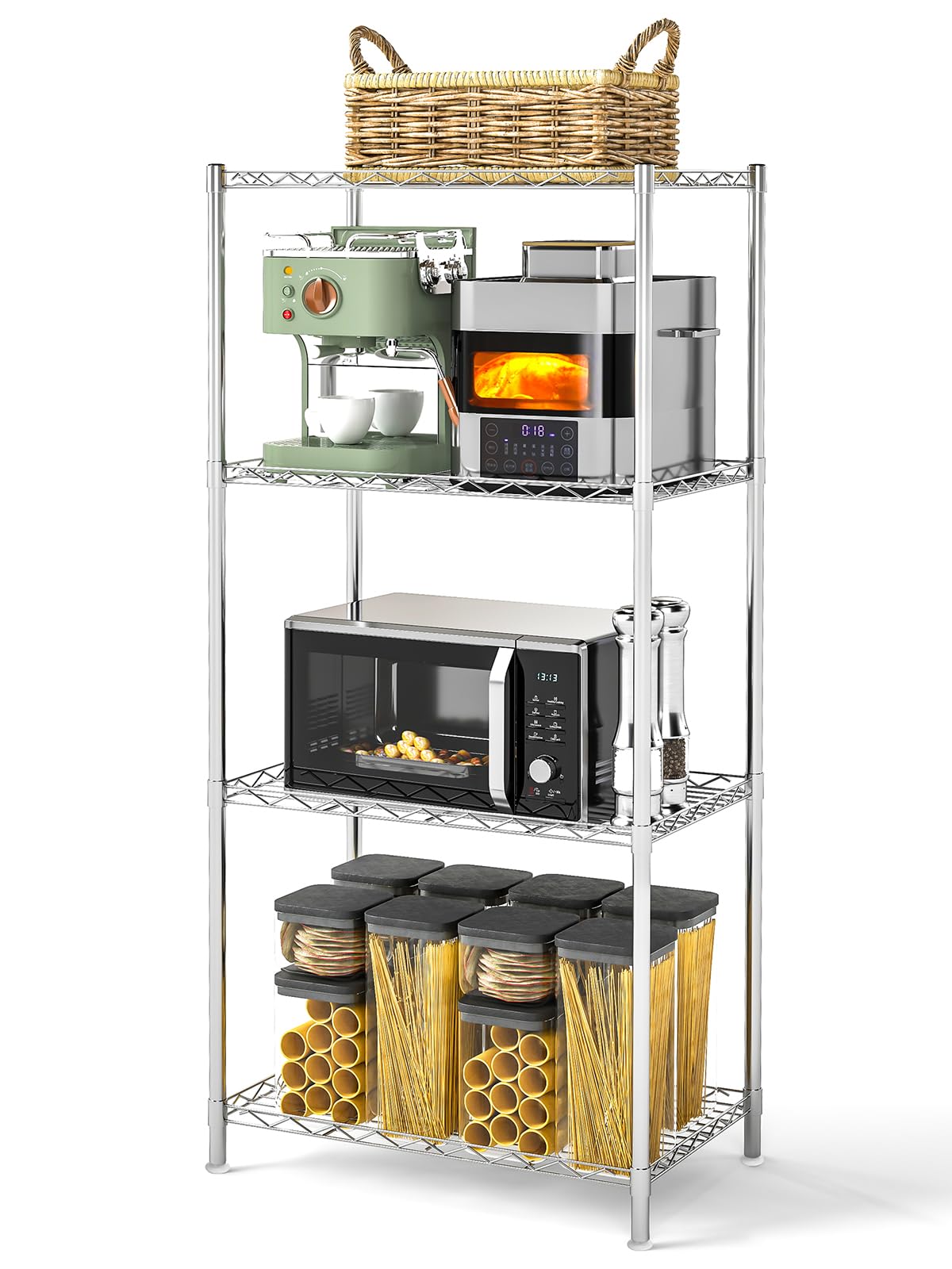 Shoze 4-Shelf Storage Shelving Units 120x56x35cm Metal Storage Shelf Multipurpose Modern Shelving Unit 50KG Max Weight for Laundry Bathroom Kitchen Office Storage Shelving