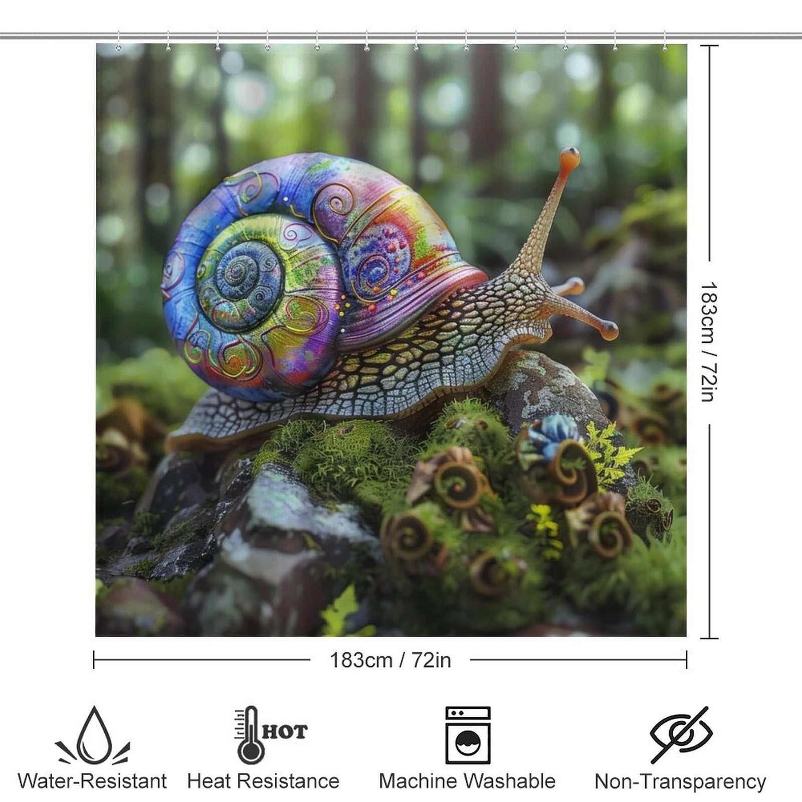 Amazon.com: HDESDIS 4Pcs Abstract Snail Animal Shower Curtain Set