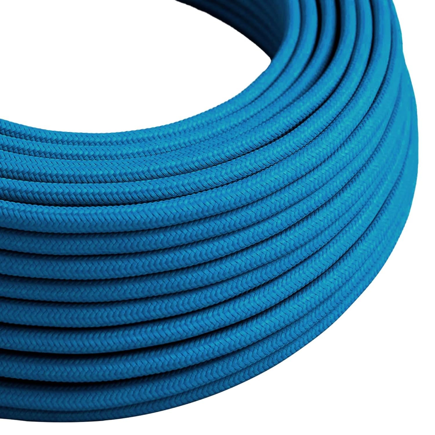 LEDSone 5 Meters Blue Vintage Colour Braided Flexible Cable, 3 Core Round Fabric Electrical Cable Wire for Multiple uses in Lamps, Old Antique Lamp, Pendants Lights, Other Appliances
