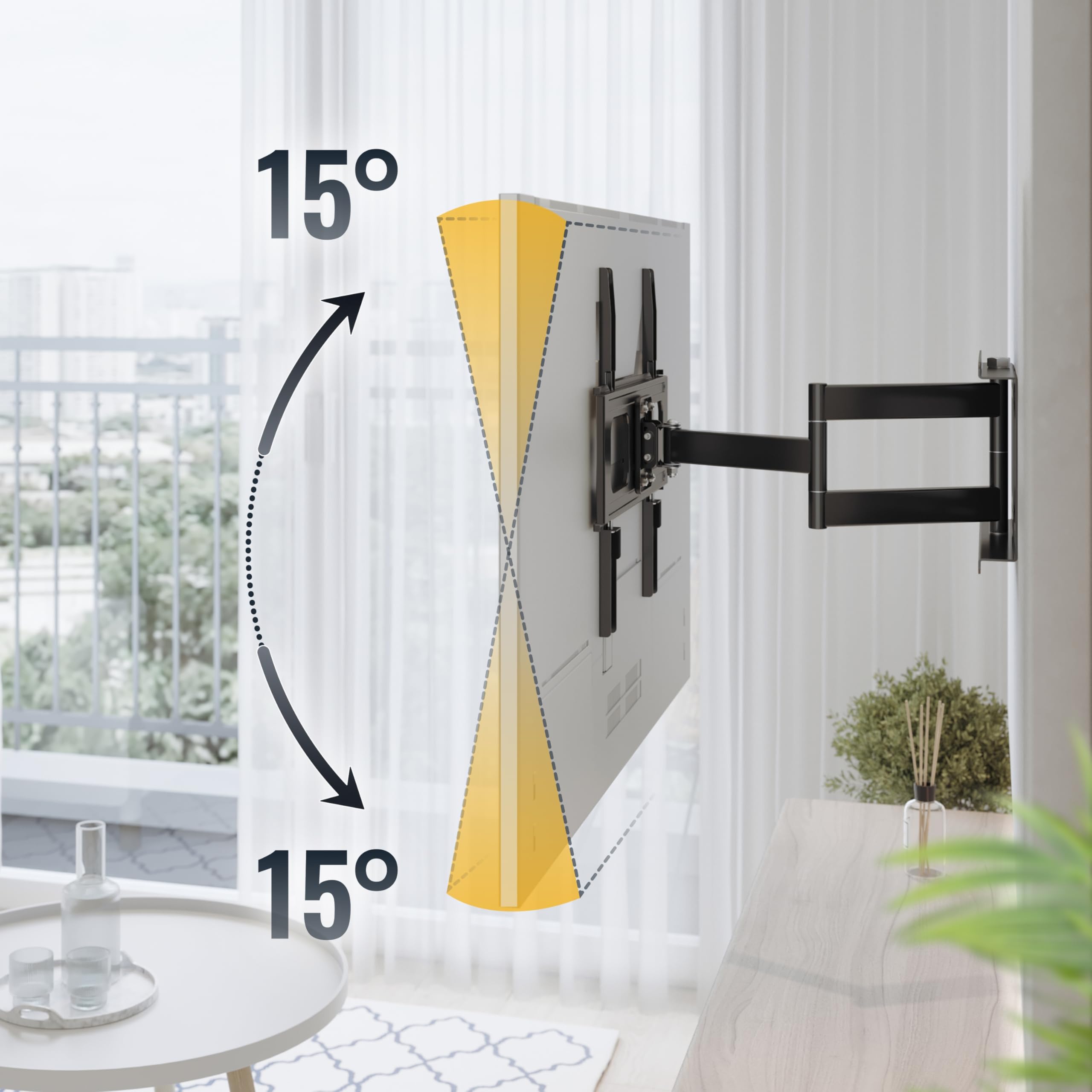 RICOO Soporte TV Pared Giratorio Inclinable Televisión 32-60" (81-152cm) S2544 Brazo Universal Televisor LED LCD Curvo VESA 200x200-400x400