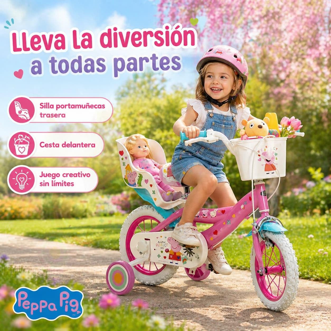 TOIMSA Bicicleta 12" Peppa Pig, Multicolor, Pequeño