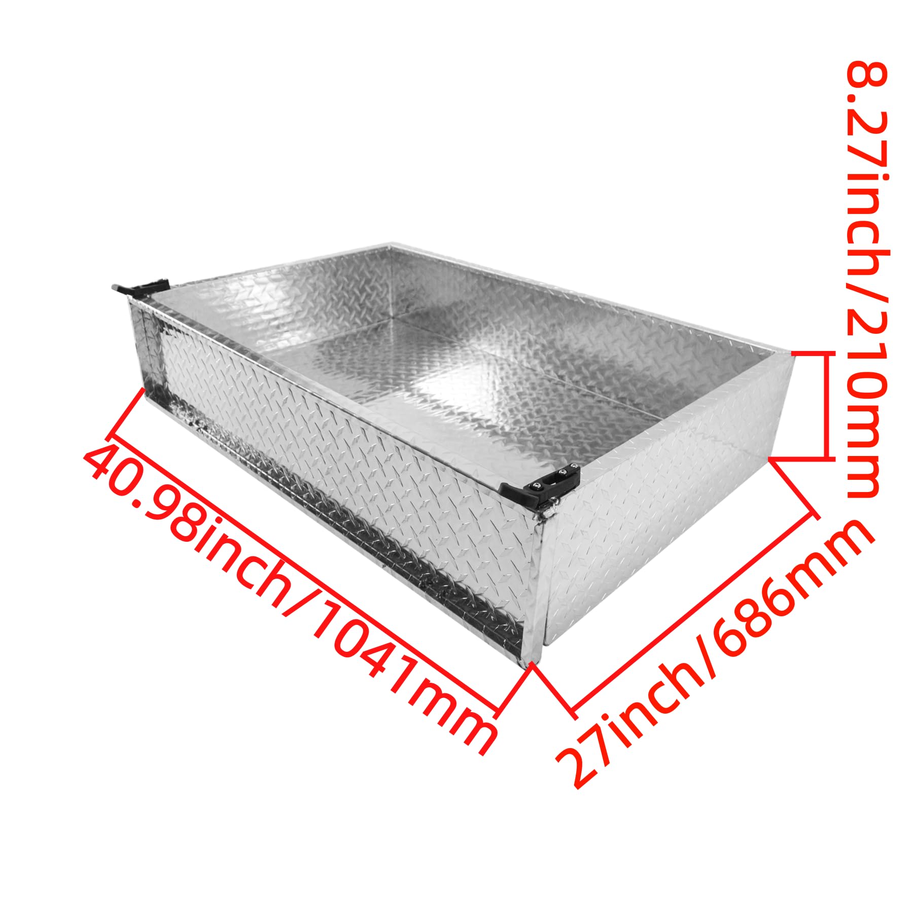 Wózek golfowy Utility Cargo Box Heavy Duty Aluminium Diamond Plate Cargo Box Uniwersalne ładunki Przeciąganie Wózków Golfowych Części Duże Zapakowane Ładunki Łóżko Srebrny