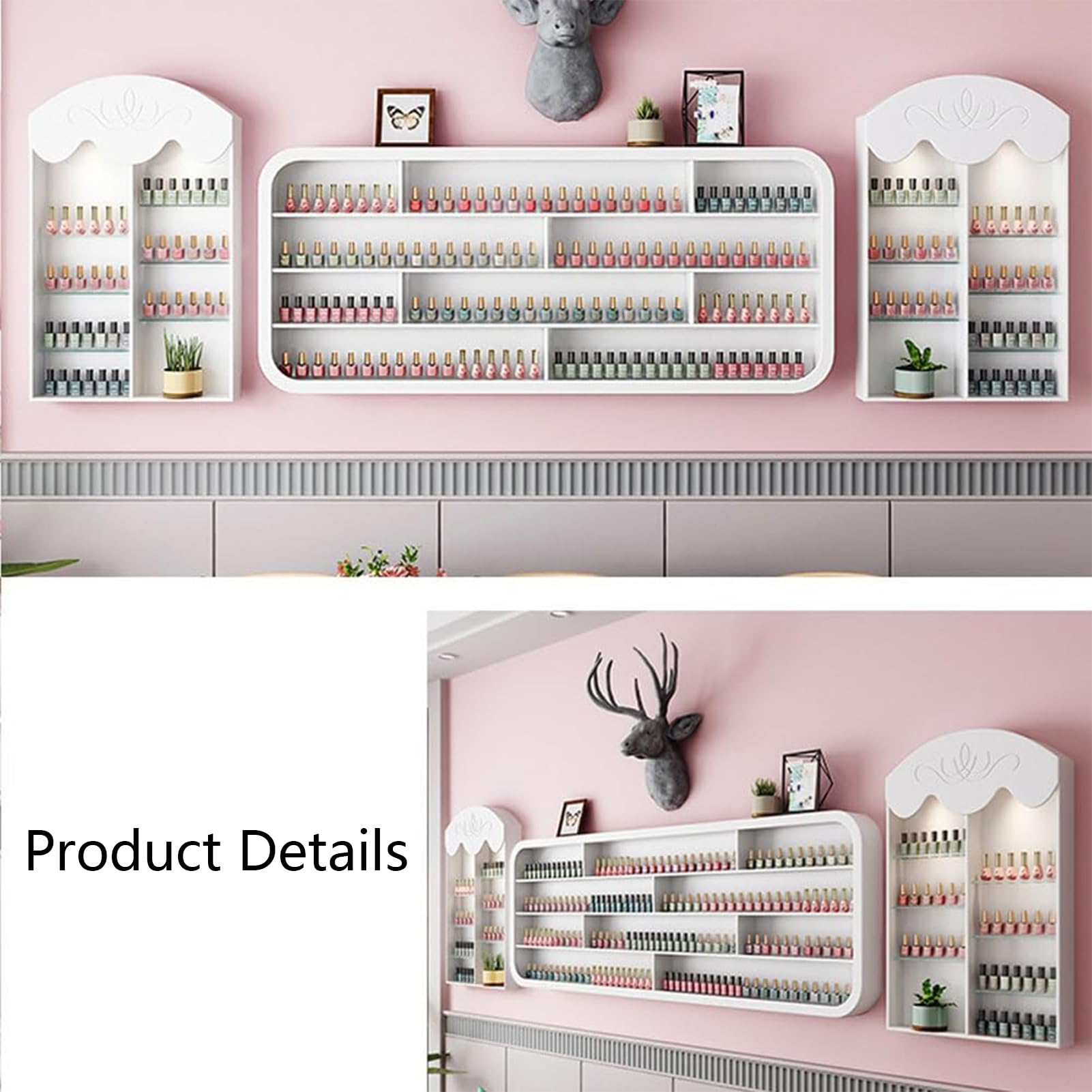 Présentoir Mural Vernis à Ongles, Étagère à 4 Niveaux Accessoires Manucur