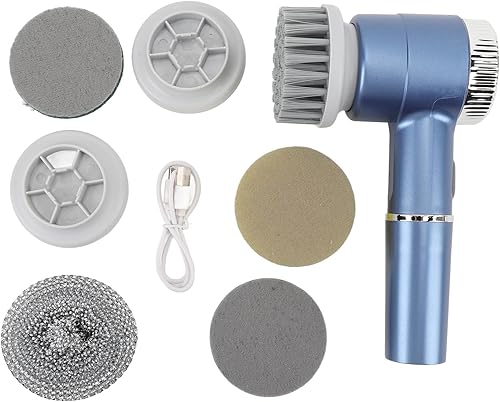 Limpiador eléctrico giratorio, cepillo de limpieza eléctrico recargable de 3 velocidades con 5 cepillos reemplazables, limpiador giratorio