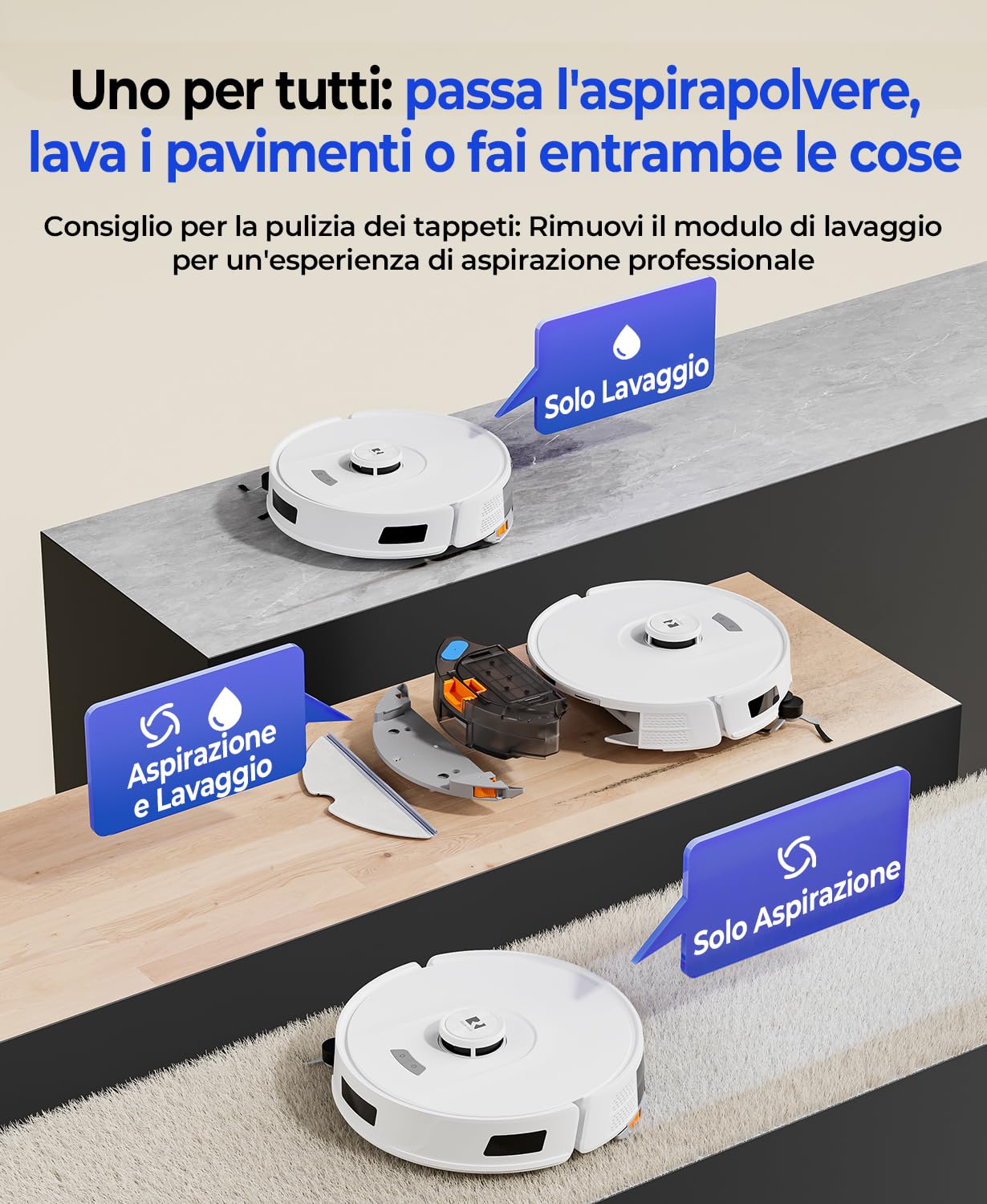 Redroad R11 Robot Aspirapolvere Lavapavimenti con Mappatura, 20000Pa, Stazione di Autosvuotamento 90 Giorni, Navigazione Lidar, WiFi APP 5G/2.4G, Aspirapolvere Robot Autocaricante (White R11 1)