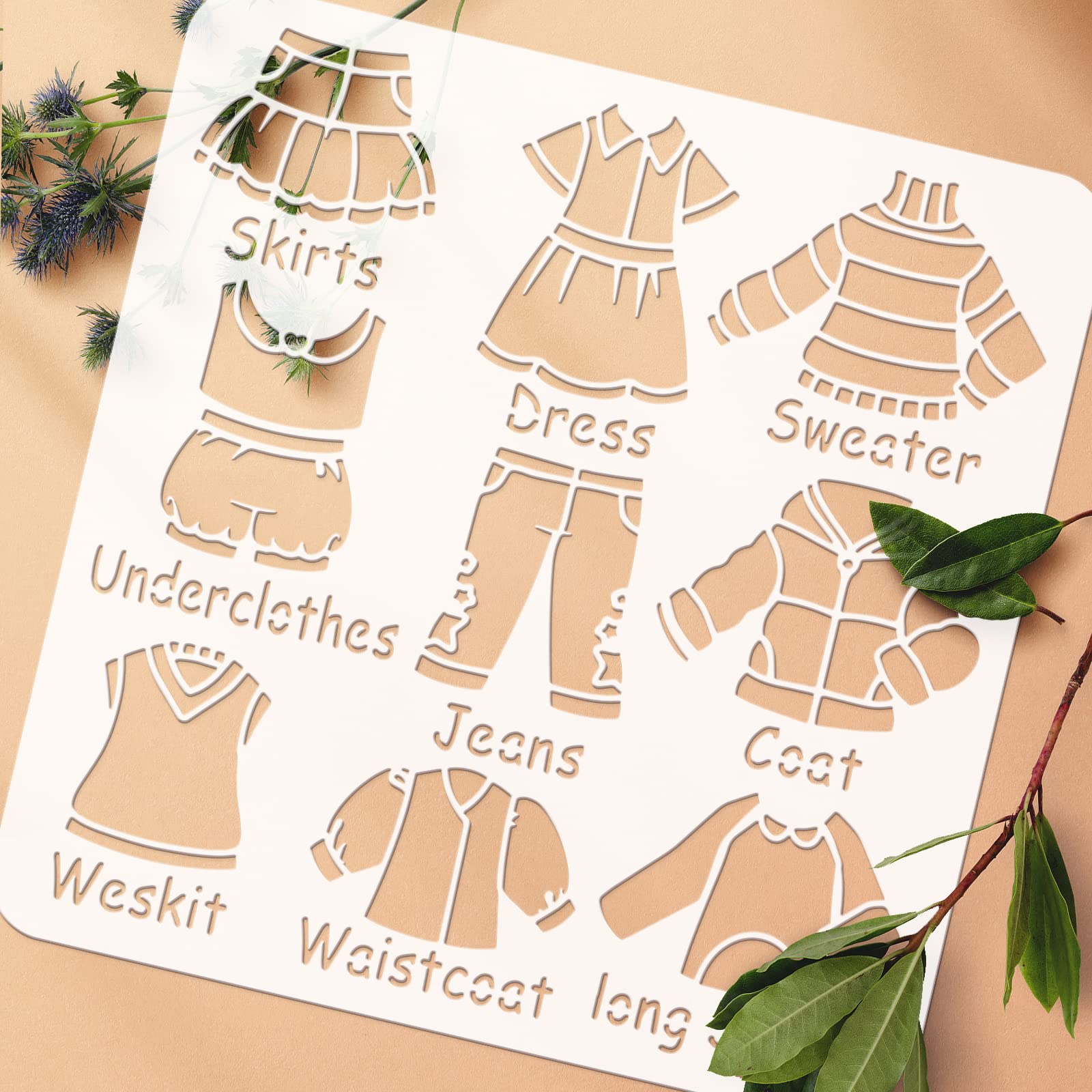 Amazon.com: FINGERINSPIRE 3Pcs Clothes Pattern Stencils for Painting  Reusable Costume Drawing Template Skirts Shirts Shoes Pattern Painting  Stencils for DIY Crafts Home Decor Wardrobe Clothing Classification
