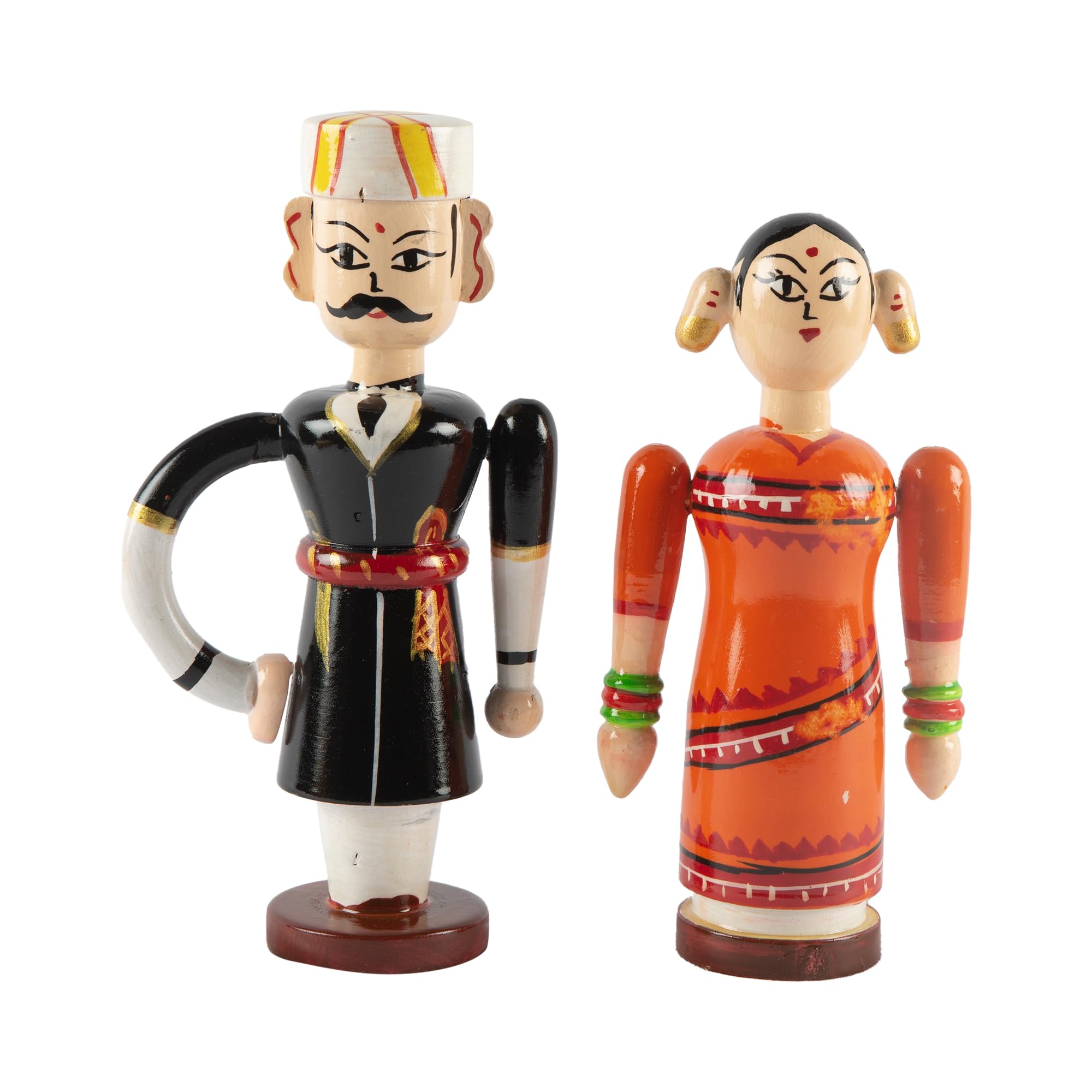 CHANNAPATNA TOYS Wooden Coorgi Couple Dolls Toys for Kids (3 Years+) 6.5 inch Multi Color- Set of 2 pcs - Traditional Dolls (B0CW3G9BPP) Amazon Price History, Amazon Price Tracker
