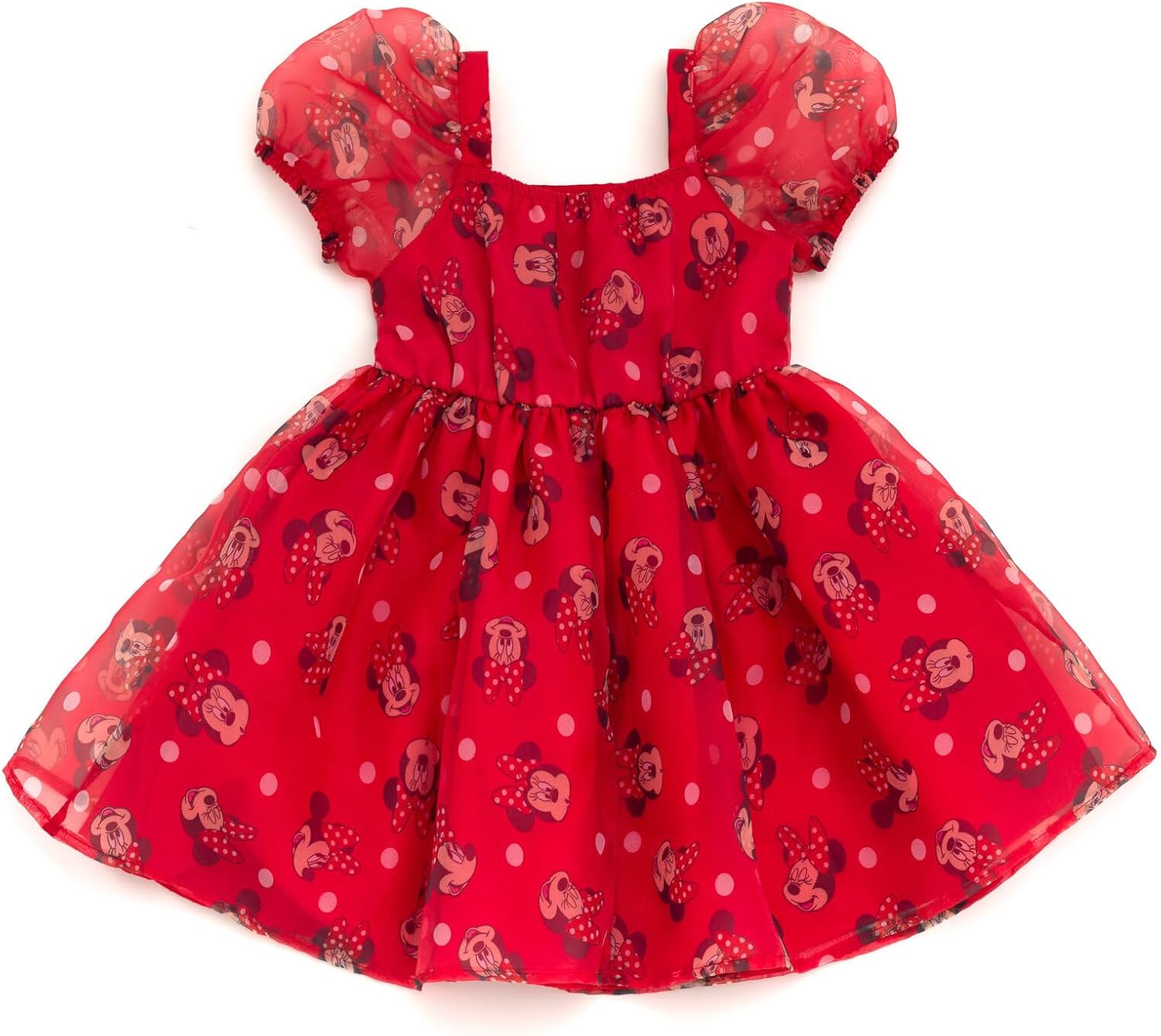 Disney Girls Square Neck Organza Dress Toddler to Big Kid Sizes (2T - 14-16)