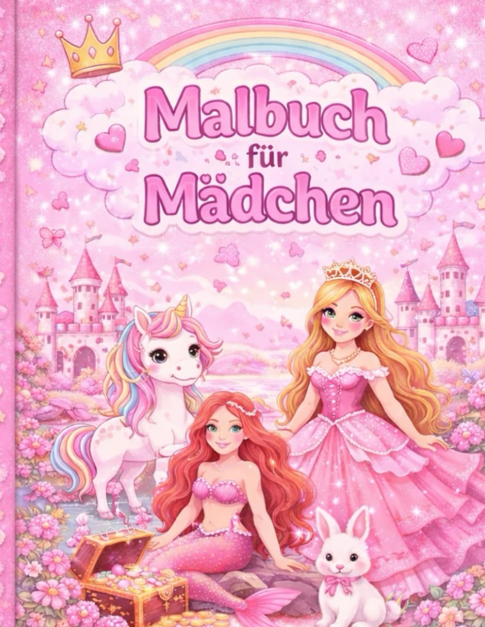 Zauberhaftes Malbuch für Mädchen: Einhörner, Prinzessinnen, Meerjungfrauen & süße Tiere
