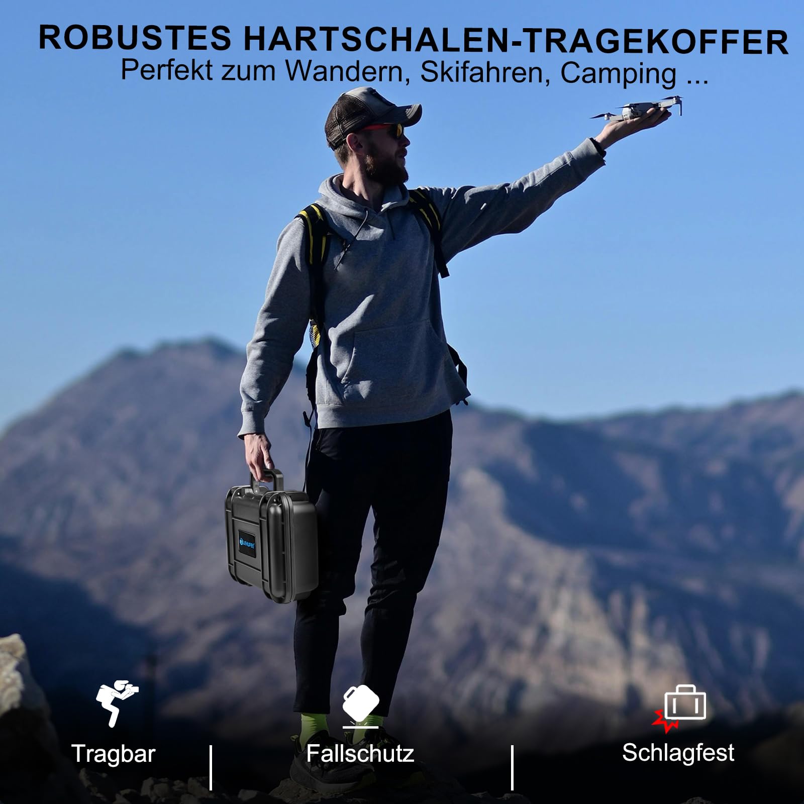 LEKUFEE Kompakte Tragbare wasserdichte Tragetasche Koffer für DJI mini 4K/Mini 2 SE Drohne und Zubehör (Nur Koffer)