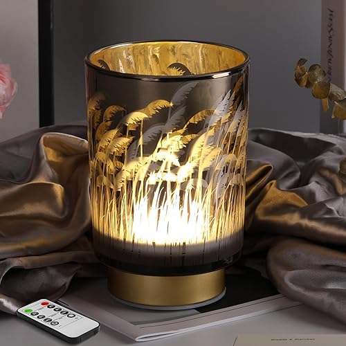 Miniatura 14 de Eywamage Lámpara de mesa grande a pilas con control remoto, lámpara de acento de ciervo del bosque, lámpara de cristal inalámbrica para dormitorio y