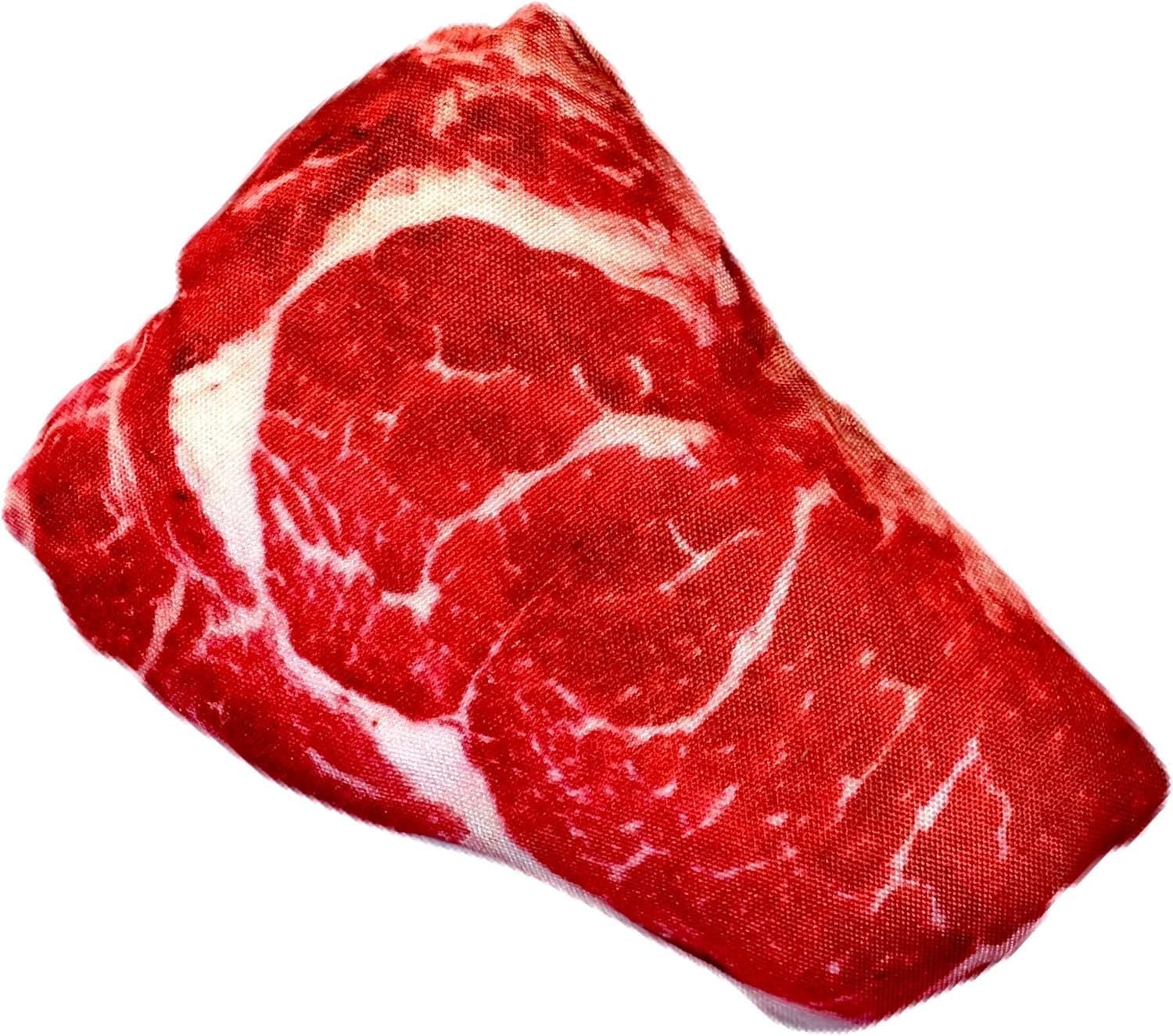 Mioaoa Realistic Food Dog Squeaky Steak Toy, Plush Dog Chew Toy with Squeaker, Soft Food Shape Pet Toy for Small & Medium Dogs