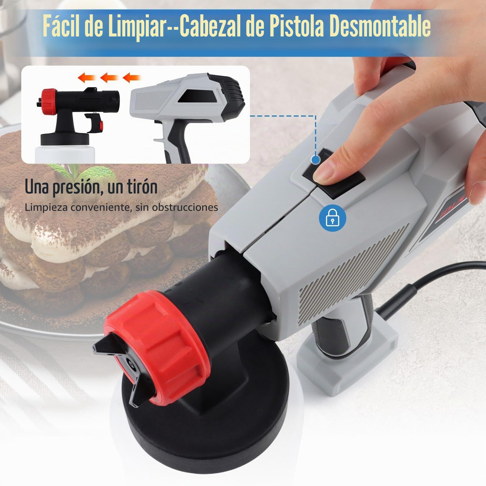 Kit de aerógrafo para decoración de tartas, pistola de pulverización de chocolate de 500 W, juego de decoración para tartas, pulverizador portátil pequeño, 800 ml, kit de aerógrafo de mano para