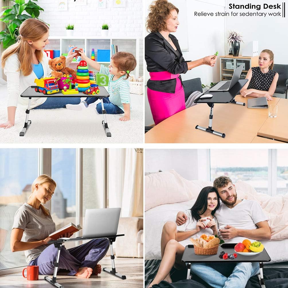 Laptop Desk for Bed， Portable Lap Desks with Foldable Legs ，Height Angle Adjust Notebook， Bed ，Desk Breakfast ，Reading Table ，for SofaCouch ，Floor Dormitory (L)
