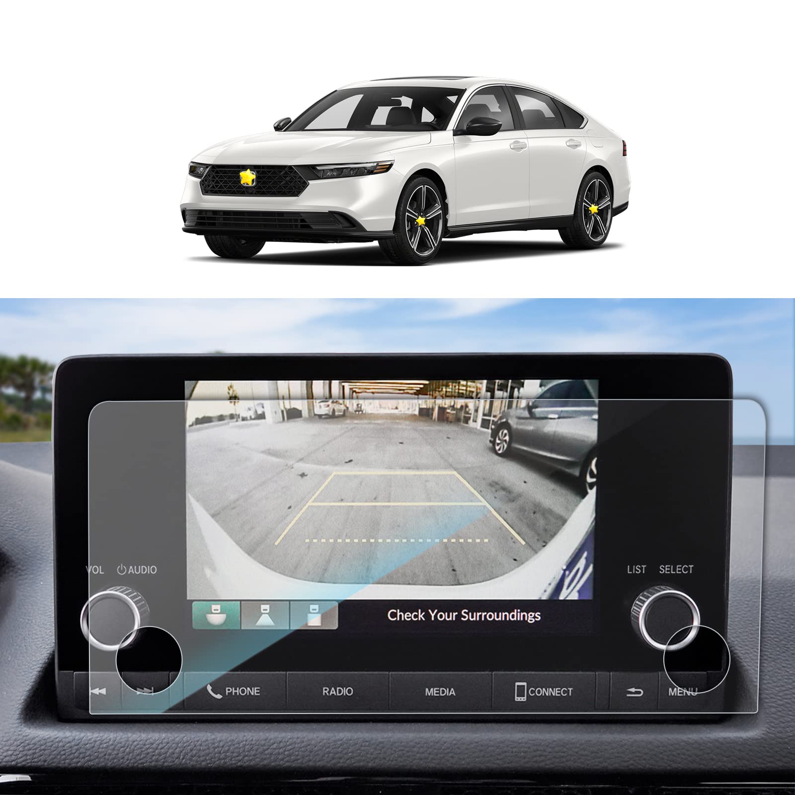 SKTU 2023 2024 2025 Accord Accessories Screen Protector for 2023 2024+ Honda Accord (LX/SE) 7 Inch Navigation 2023 2024 2025 Accord Tempered Glass
