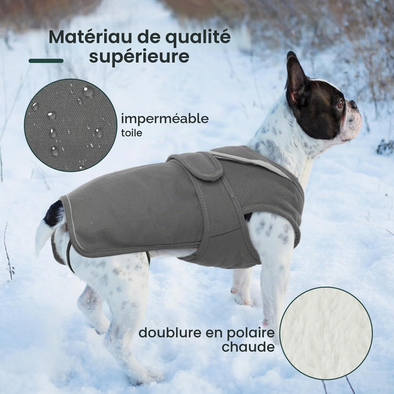 Kuoser Manteau d'hiver pour chien, veste polaire réfléchissante, imperméable et coupe-vent, XS-3XL