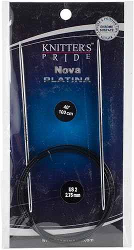 Knitter's Pride -Nova Platina Agujas Circulares Fijas 40", Tamaño 2/0.108 in