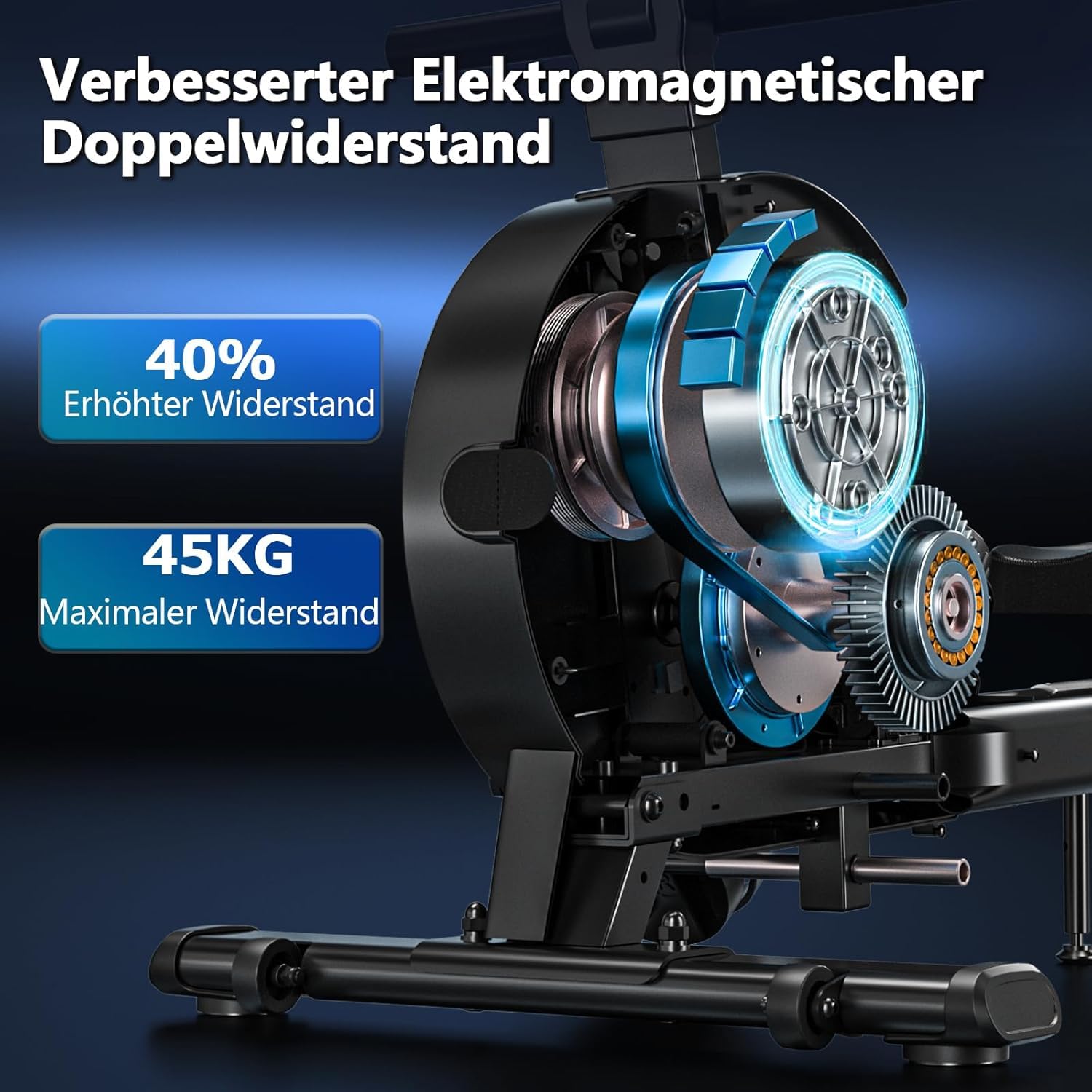 Rudergerät für Zuhause, DMASUN Magnetisches Rudergerät mit 32 Widerstandsstufen, HD-LCD-Bedienpanel, Upgrade Doppel-Slide-Rails, APP-Verbindung, ideal für Cardio-Training, Belastbar bis 160kg