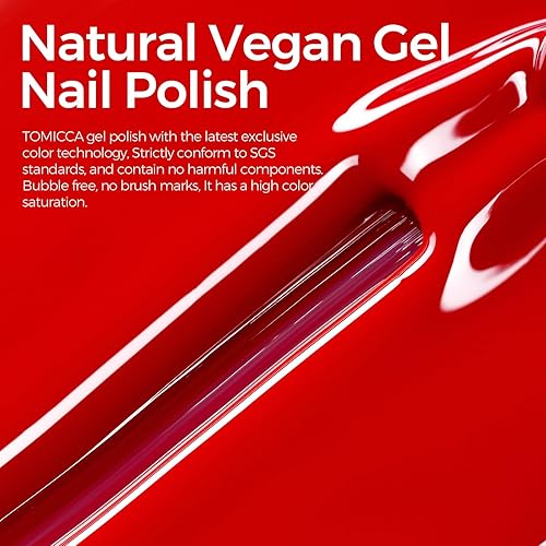 Miniatura 3 de TOMICCA Esmalte de uñas de gel rojo (necesita uso de luz LED), esmalte de uñas rojo brillante de Navidad, esmalte de uñas rojo UV de secado rápido,