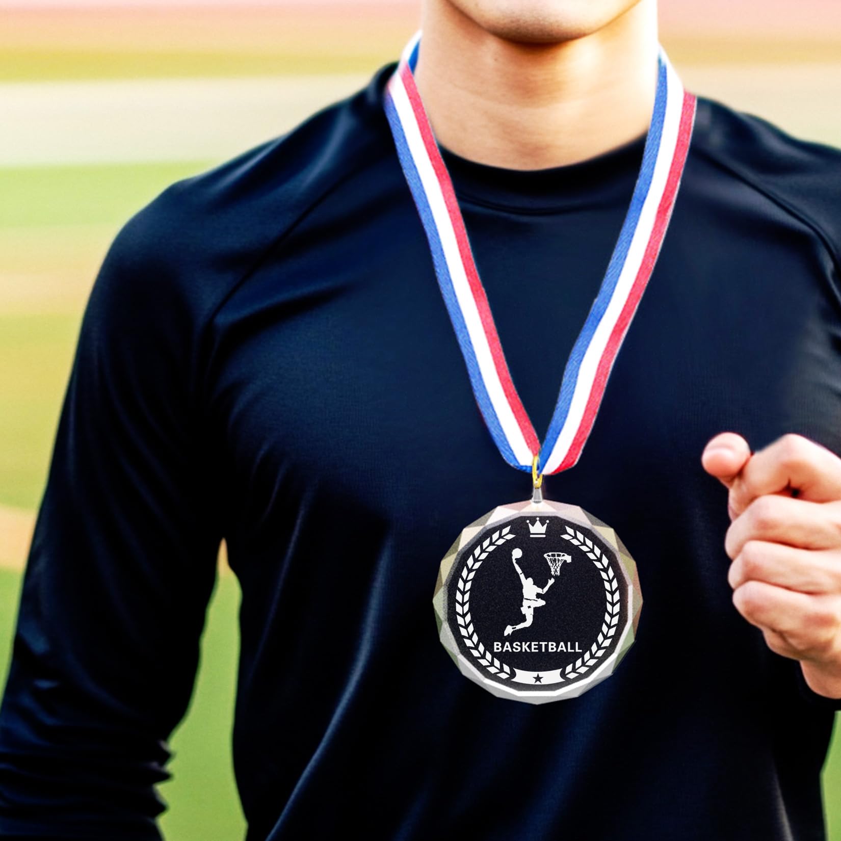 12 medallas de cristal para fútbol, béisbol, fútbol, baloncesto, ganador, medallas de cristal con cintas para el cuello, medallas de premio de regalo para niños, torneos infantiles, equipos de