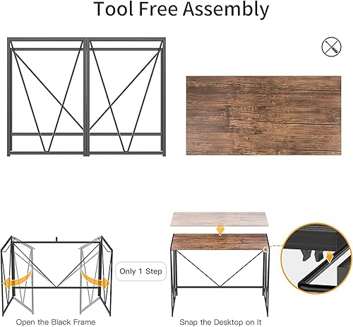 Miniatura 9 de NOBLEWELL HOME NWCD3D - Escritorio plegable para computadora, color marrón