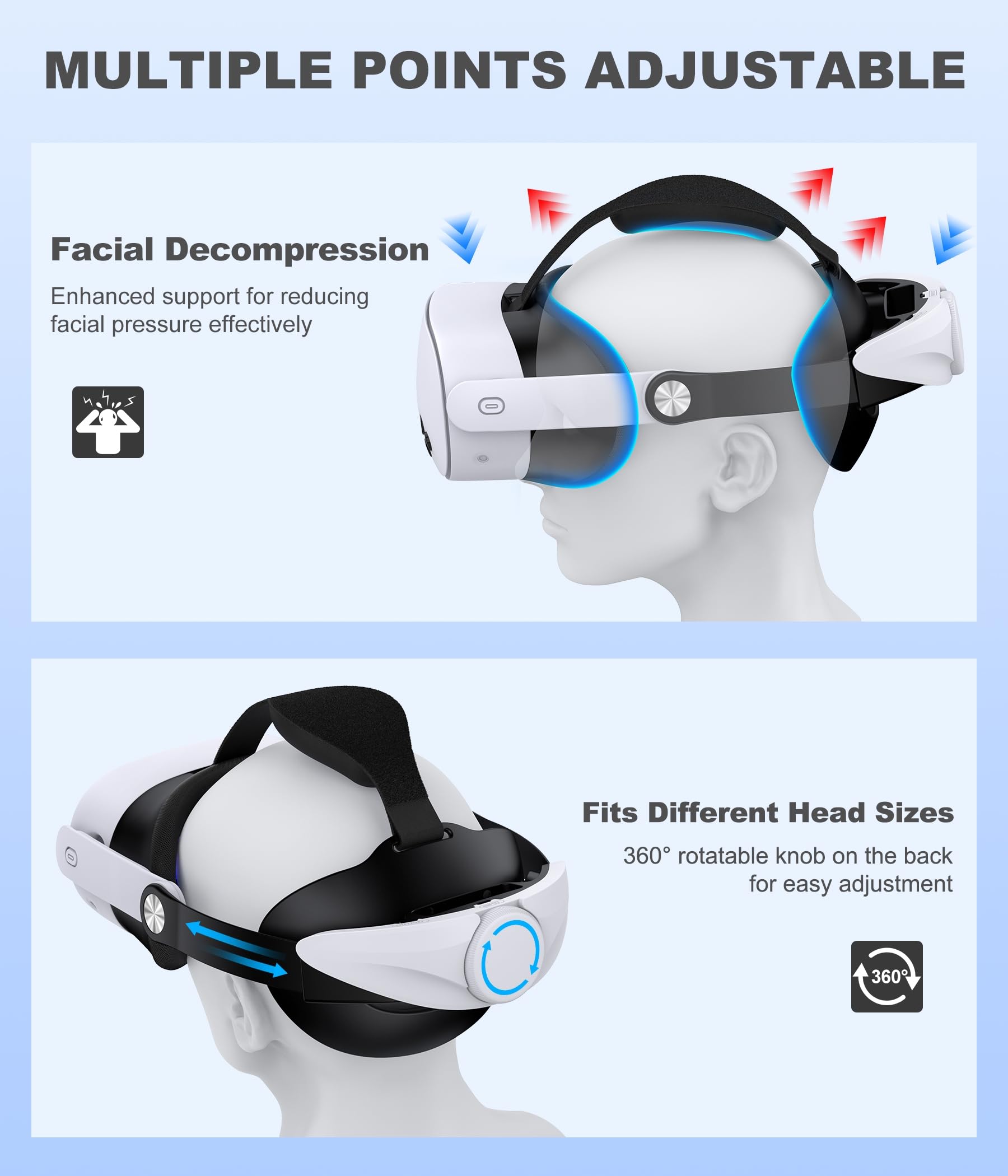 Correa de cabeza de batería para Quest 2/Quest 3/Quest 3S, para Meta Quest 3S VR, accesorios de repuesto, compatible con Oculus/Meta Quest 3S/3/2