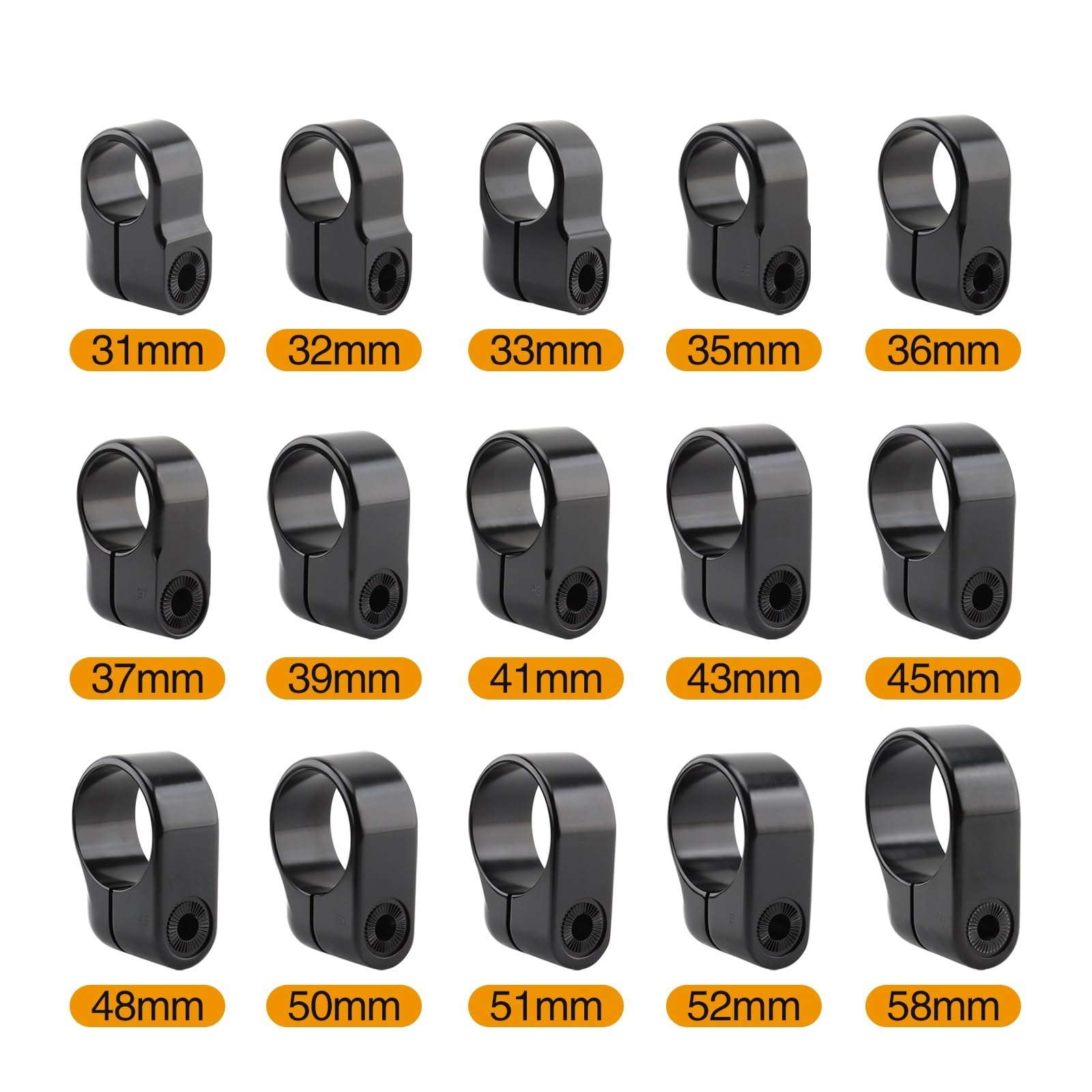 manubri moto Clip divisa per manubrio per moto nero | Sulla forcella 35 37 39 45 49 50 52 58 MM Morsetto montante