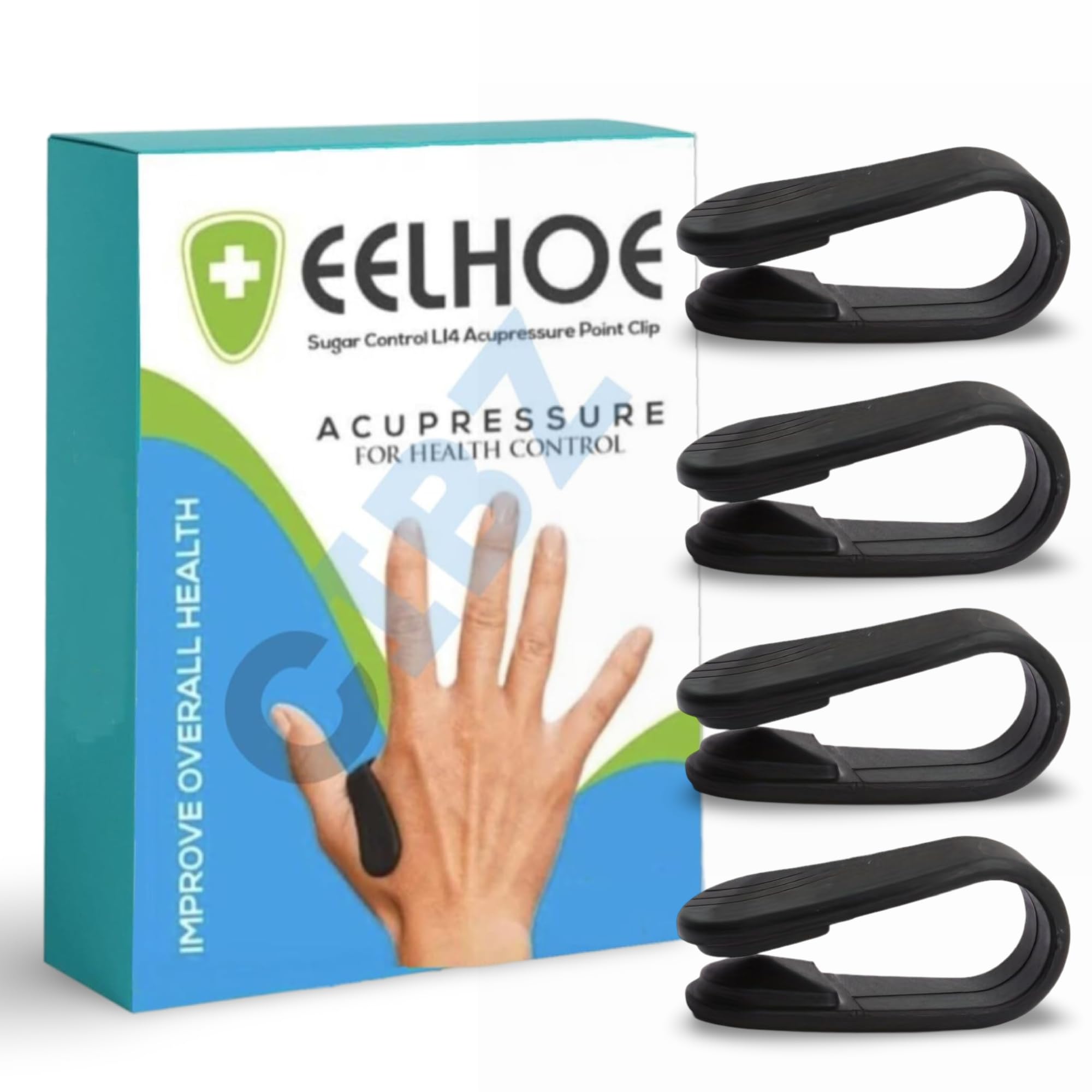 Cloud17 Set of 5 Sugar Control Acupressure Clip for Diabetics | LI4 Acupressure Point Clip for Stress Relief | Portable Hand Massager | Sugar Control LI4 Acupressure Point Clip for Wellness, Black